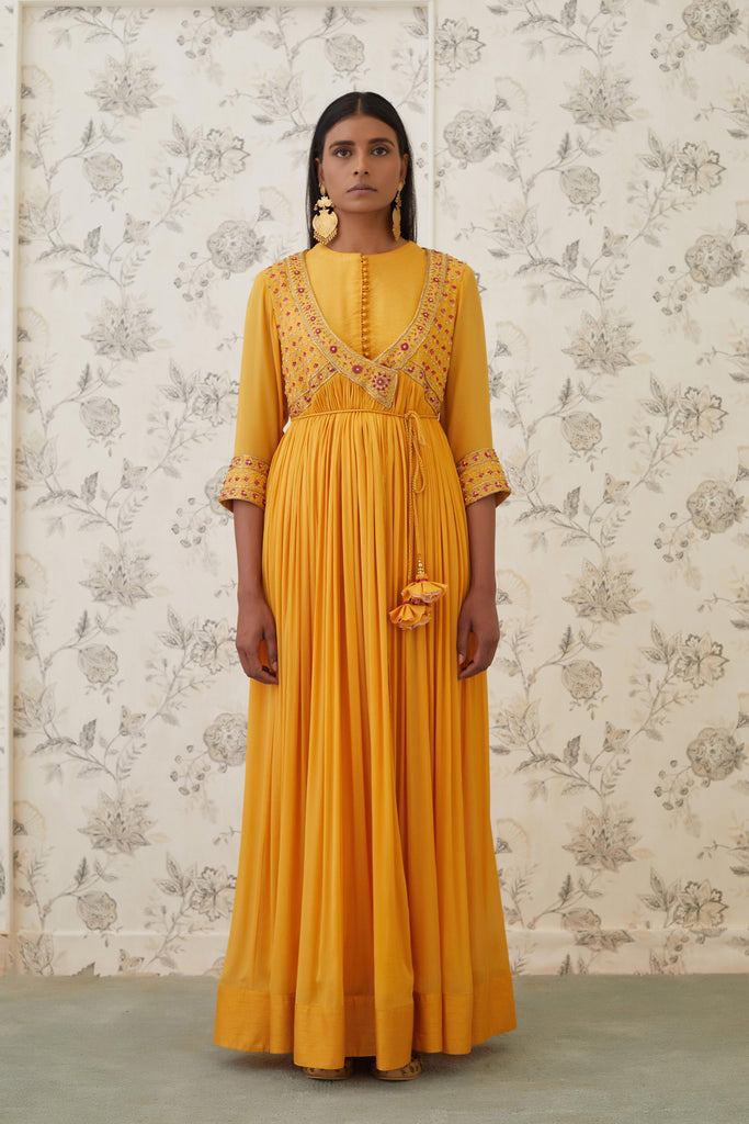 Mango yellow angrakha set