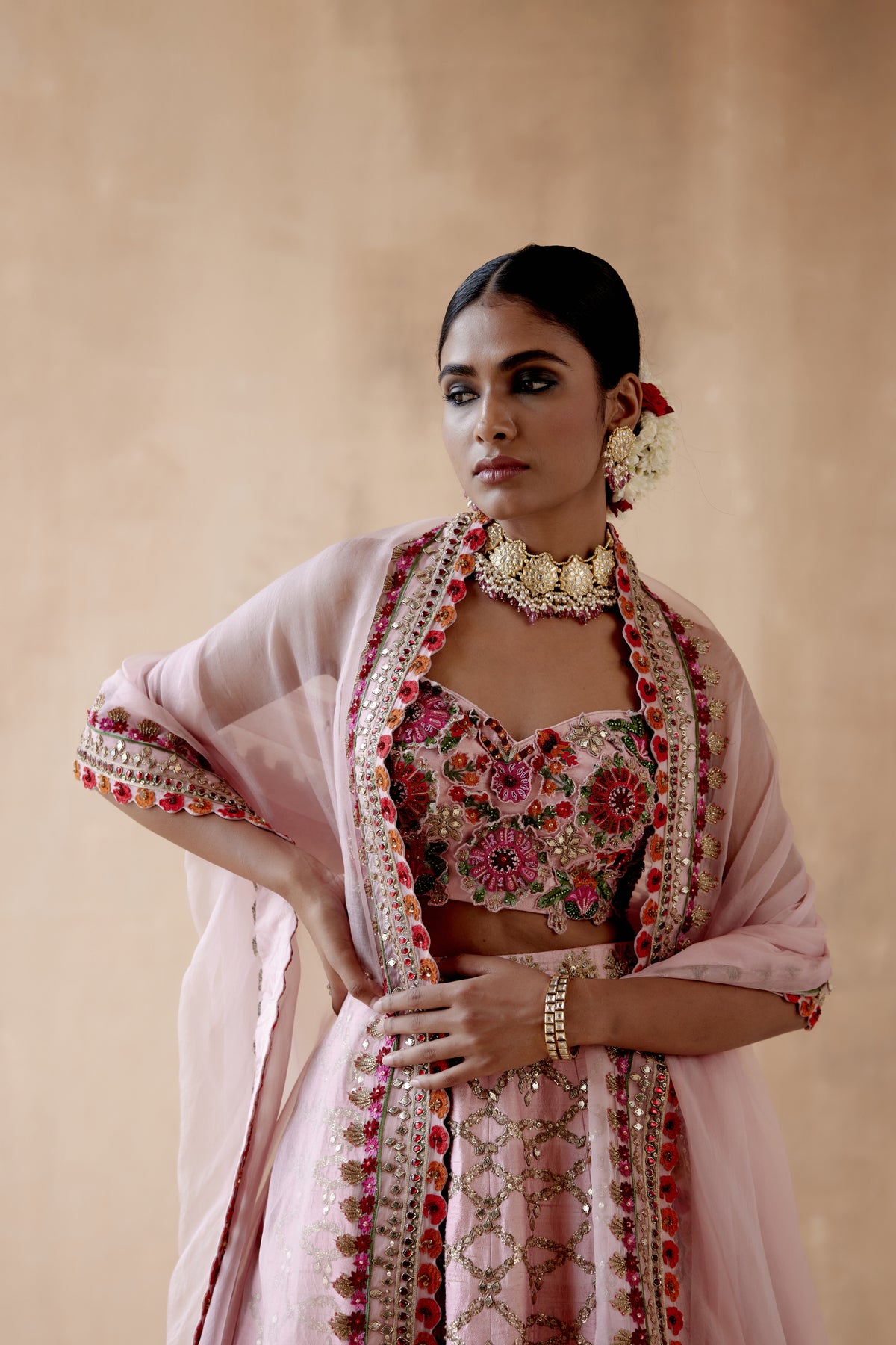 Pink Raw Silk Lehenga Set
