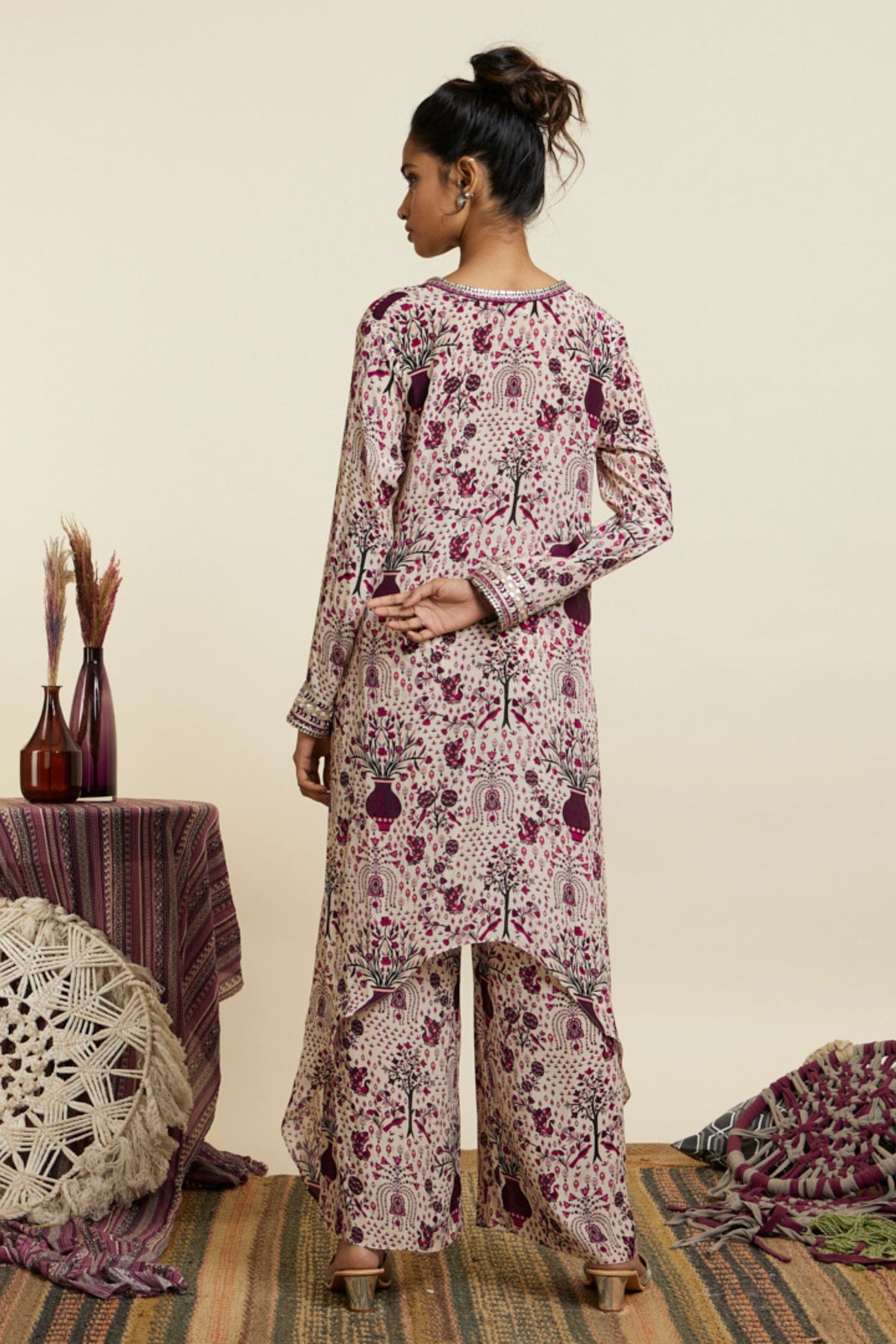 Merlot Front Tie up Tunic Set