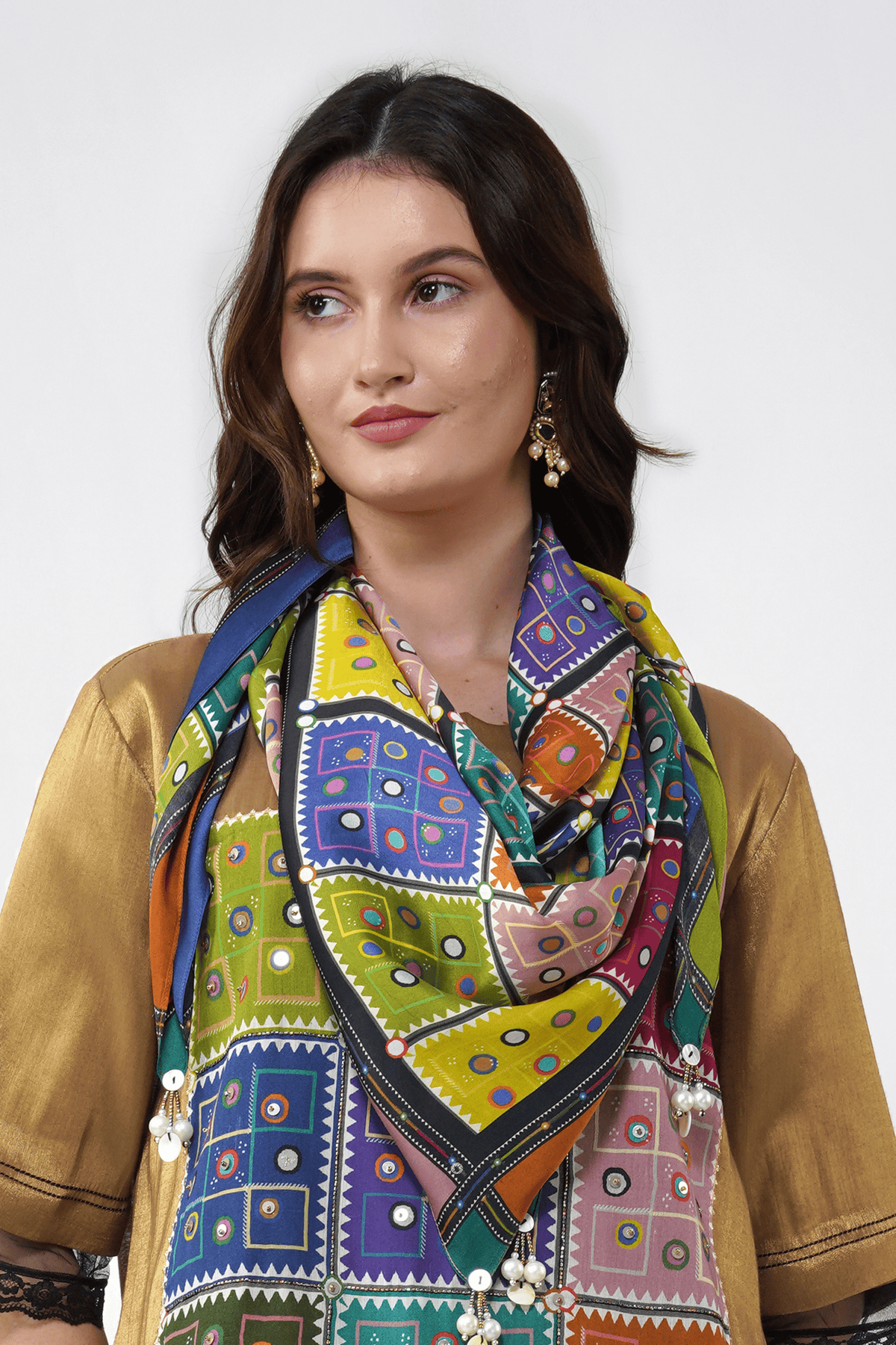 Mirrorwork Printed Top and Dhoti Set