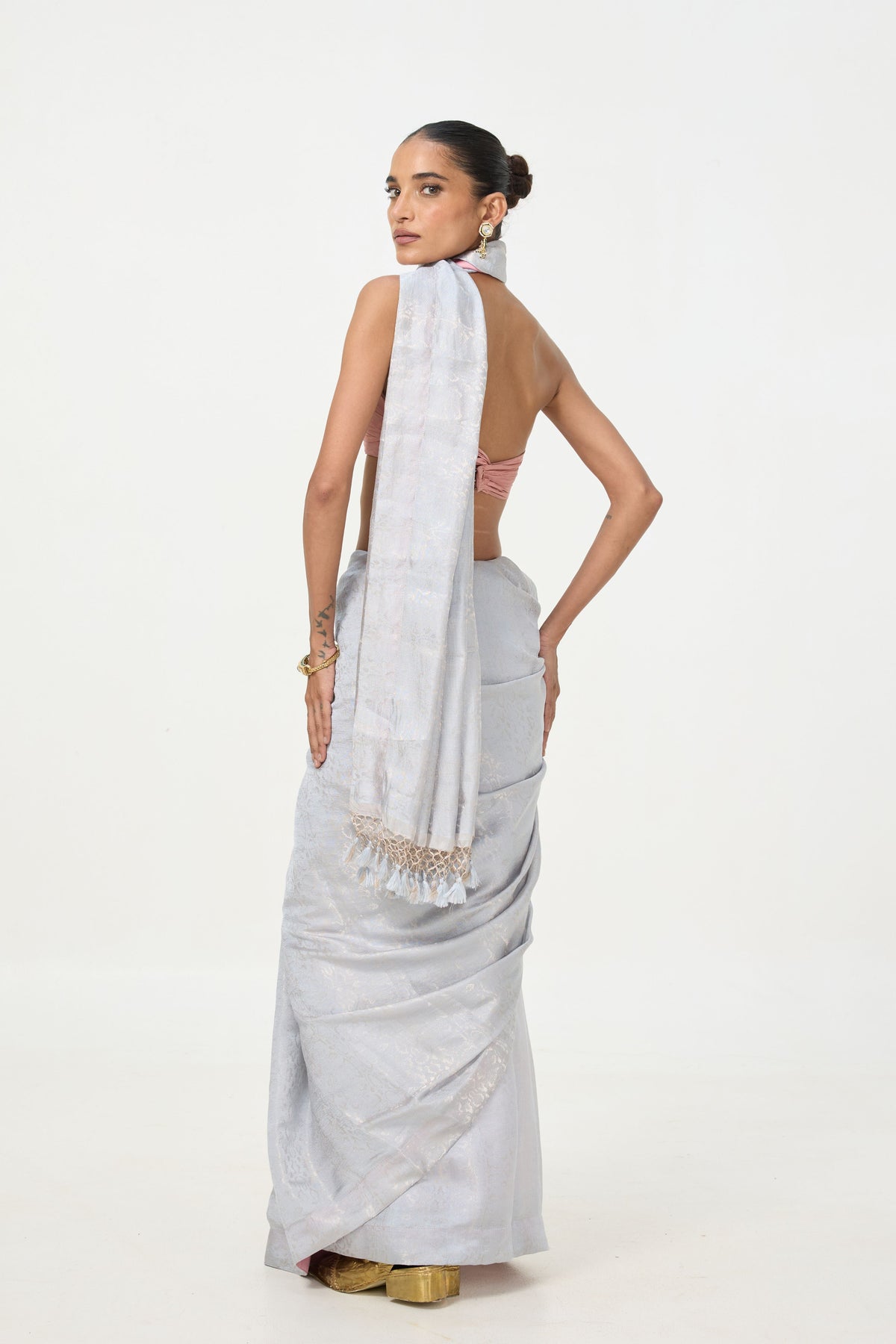 Ice Blue Tissue Saree