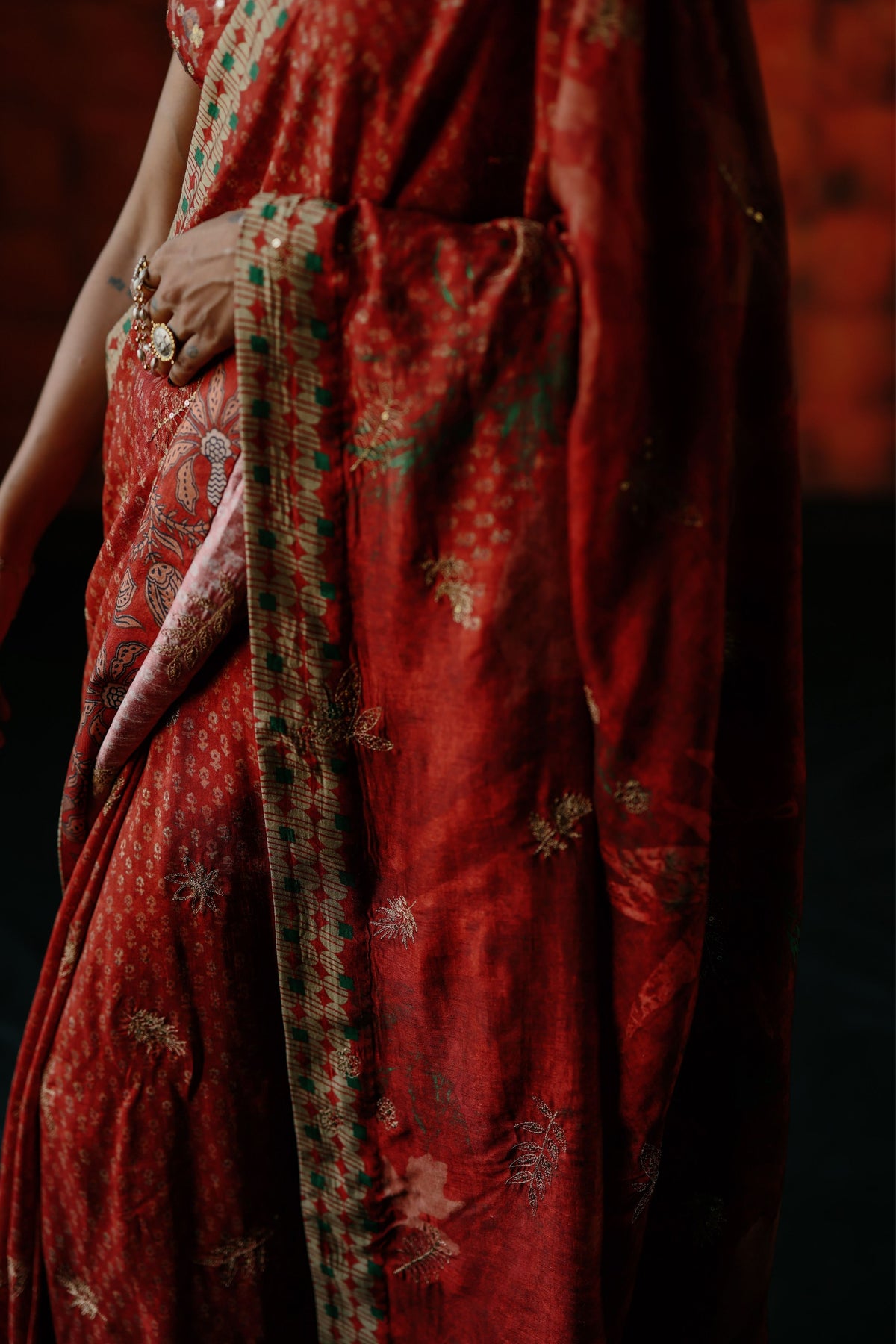 Brick Red Saree
