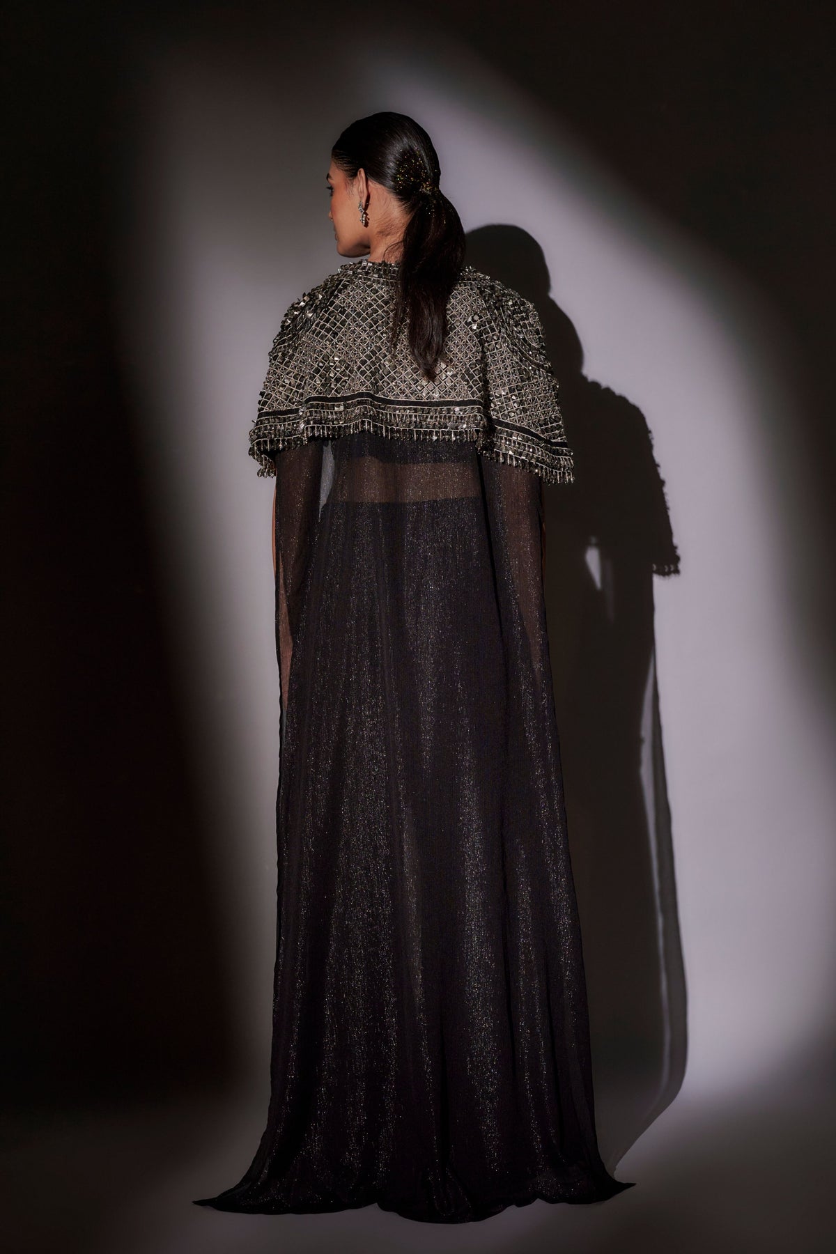 Black Long Cape Set
