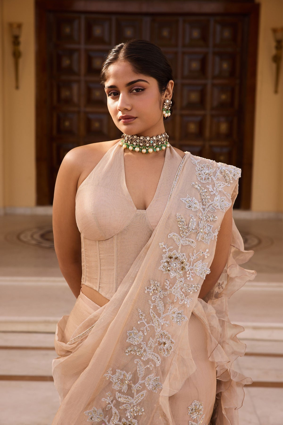 Halo Draped Saree Set