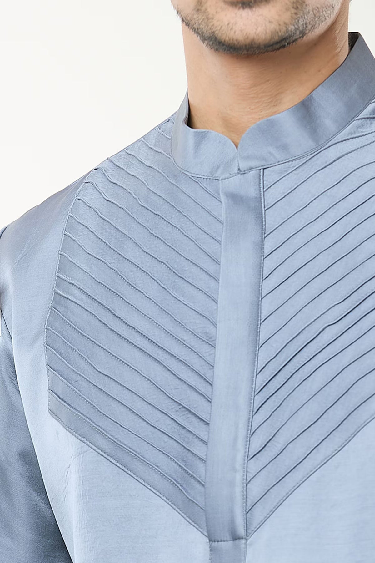 Steel Grey Pintuck Kurta Set
