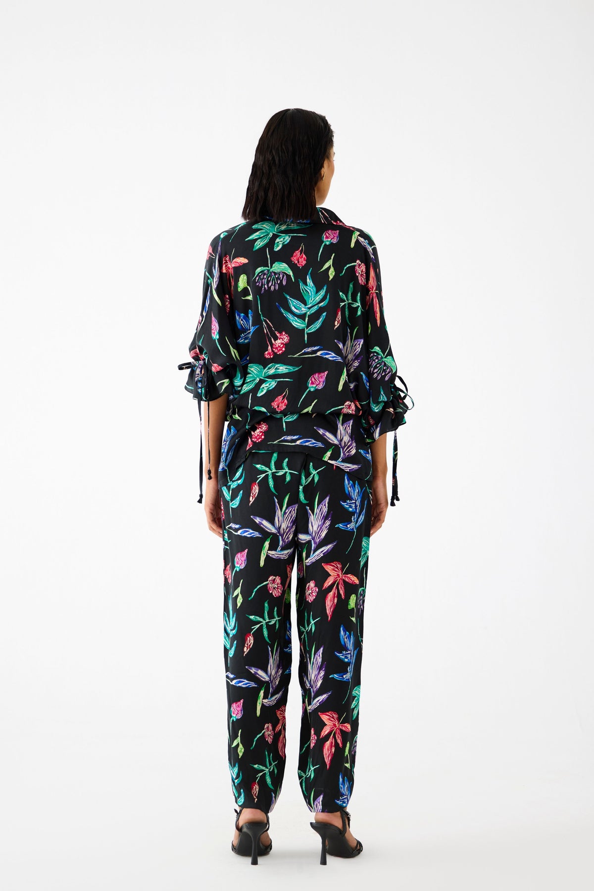 Black Botanica Drawstring Co-ord Set