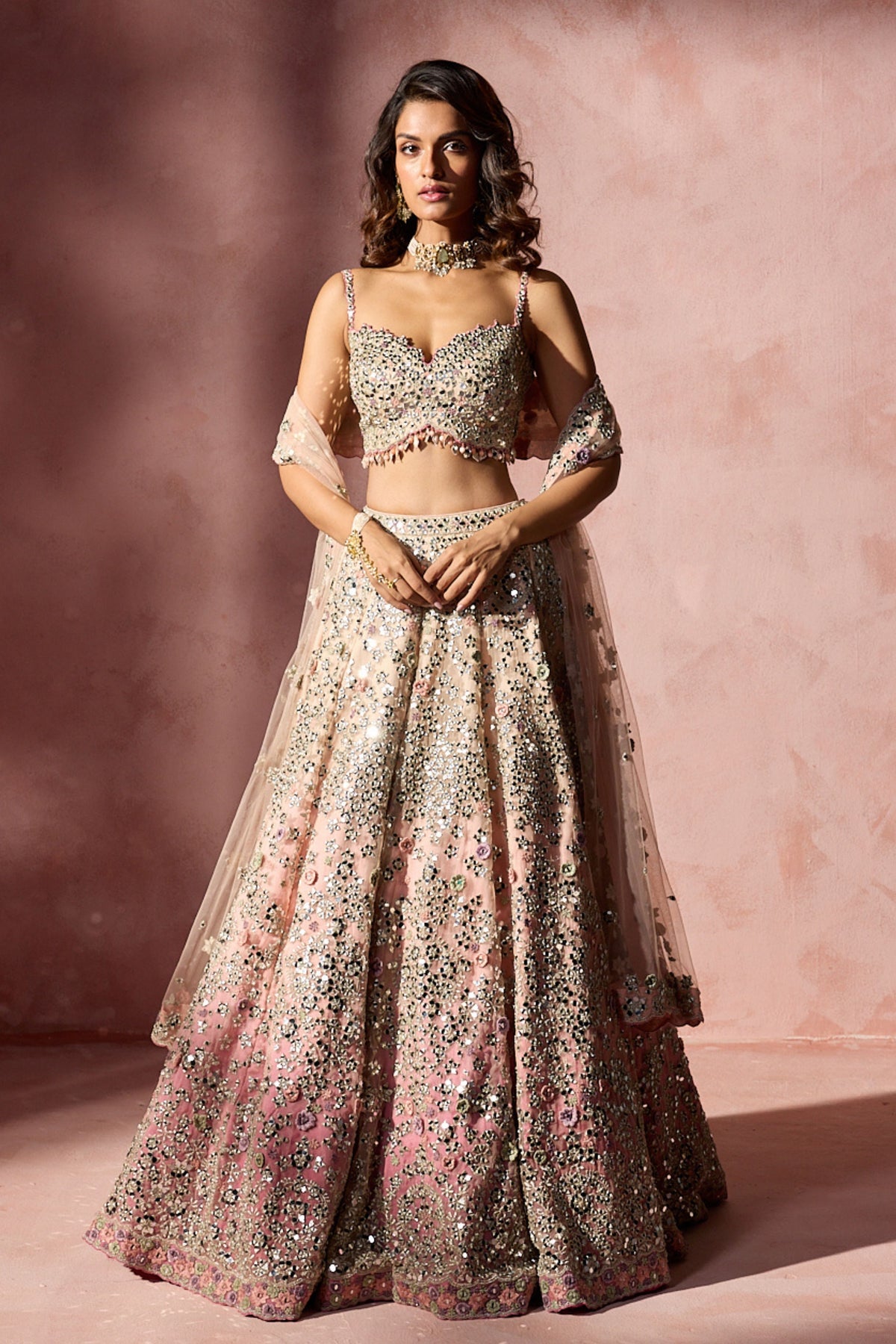 Rose Pink Ombrey lehenga Set
