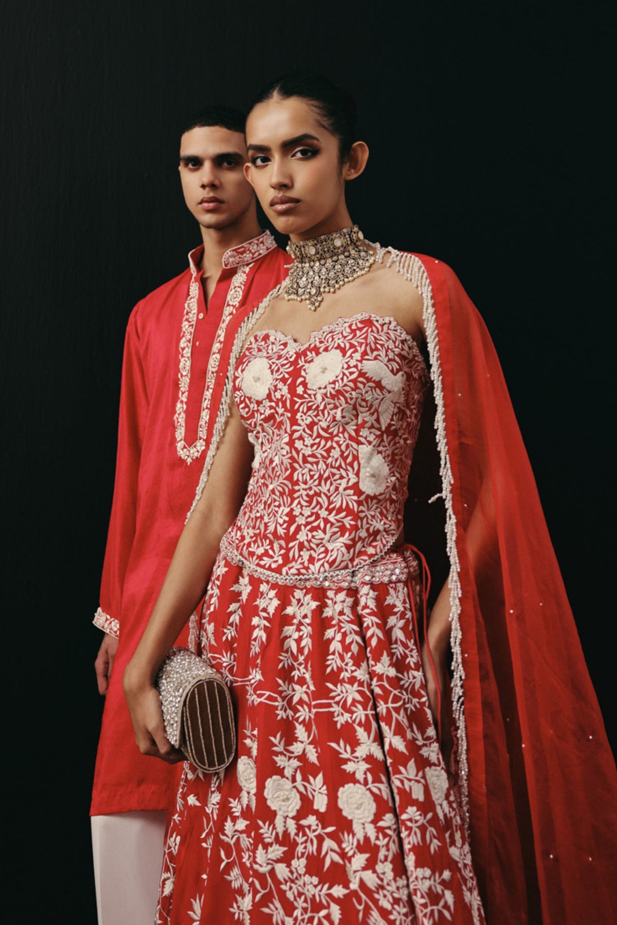 Red Corset Lehenga Set