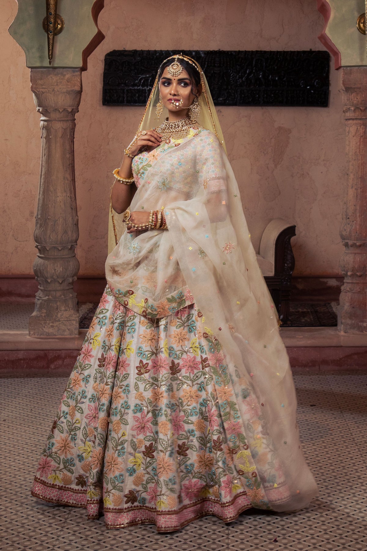 Ivory Embroidered Lehenga Set