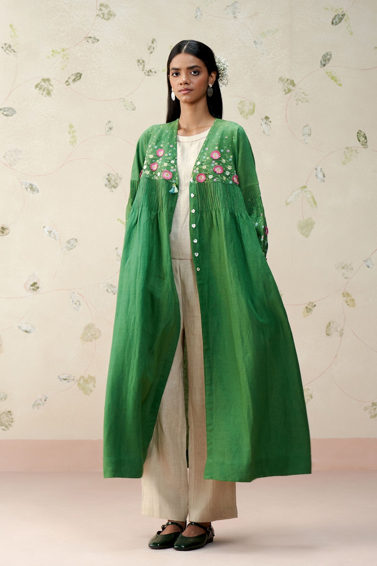 Agatha Green Linen Jacket