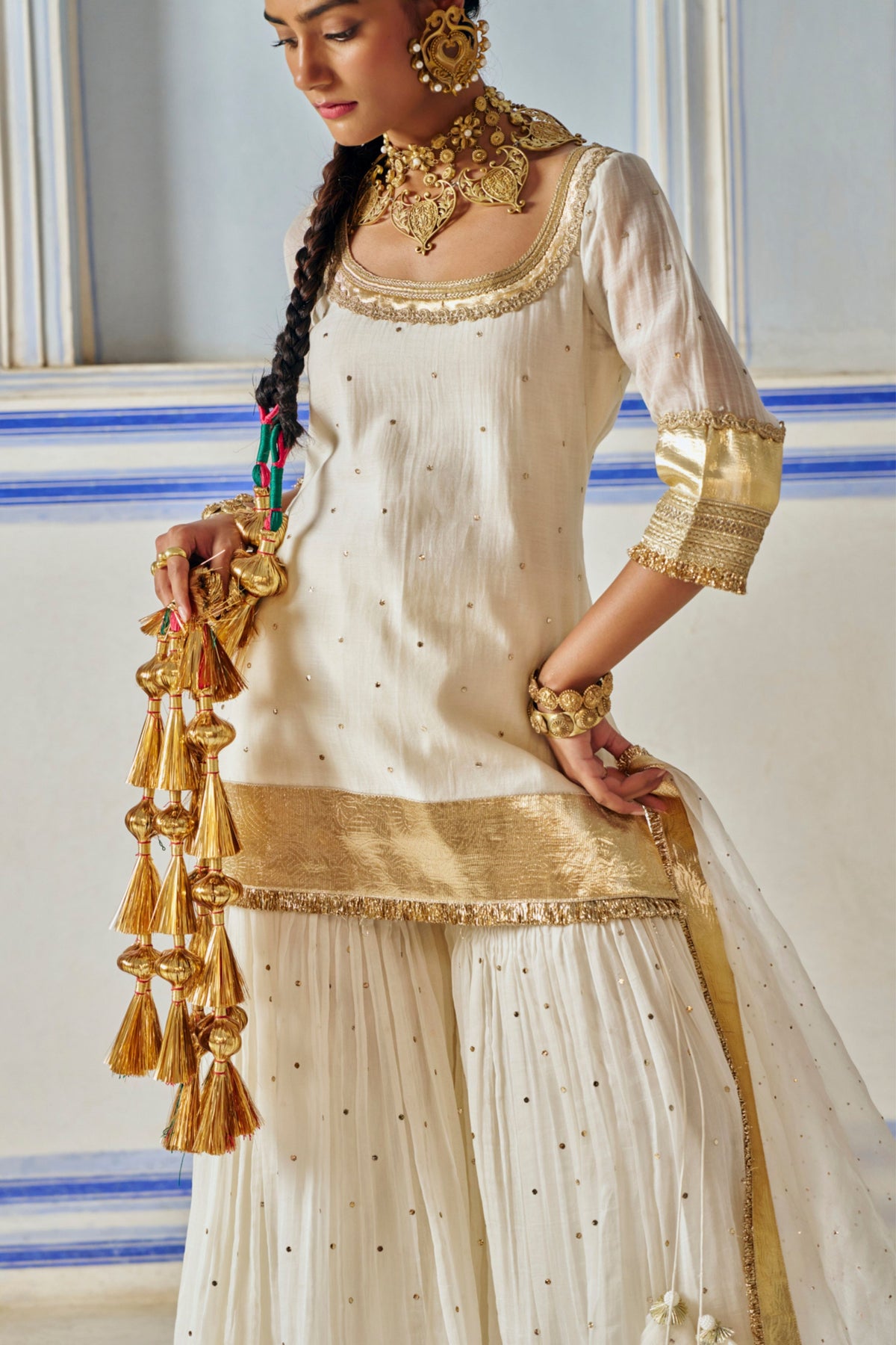 Ivory Straight Sharara Set
