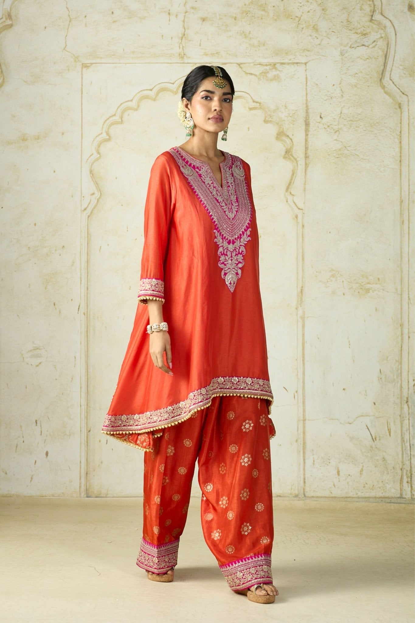 Orange Nadia Farshi Set - Gopi Vaid - Elahe