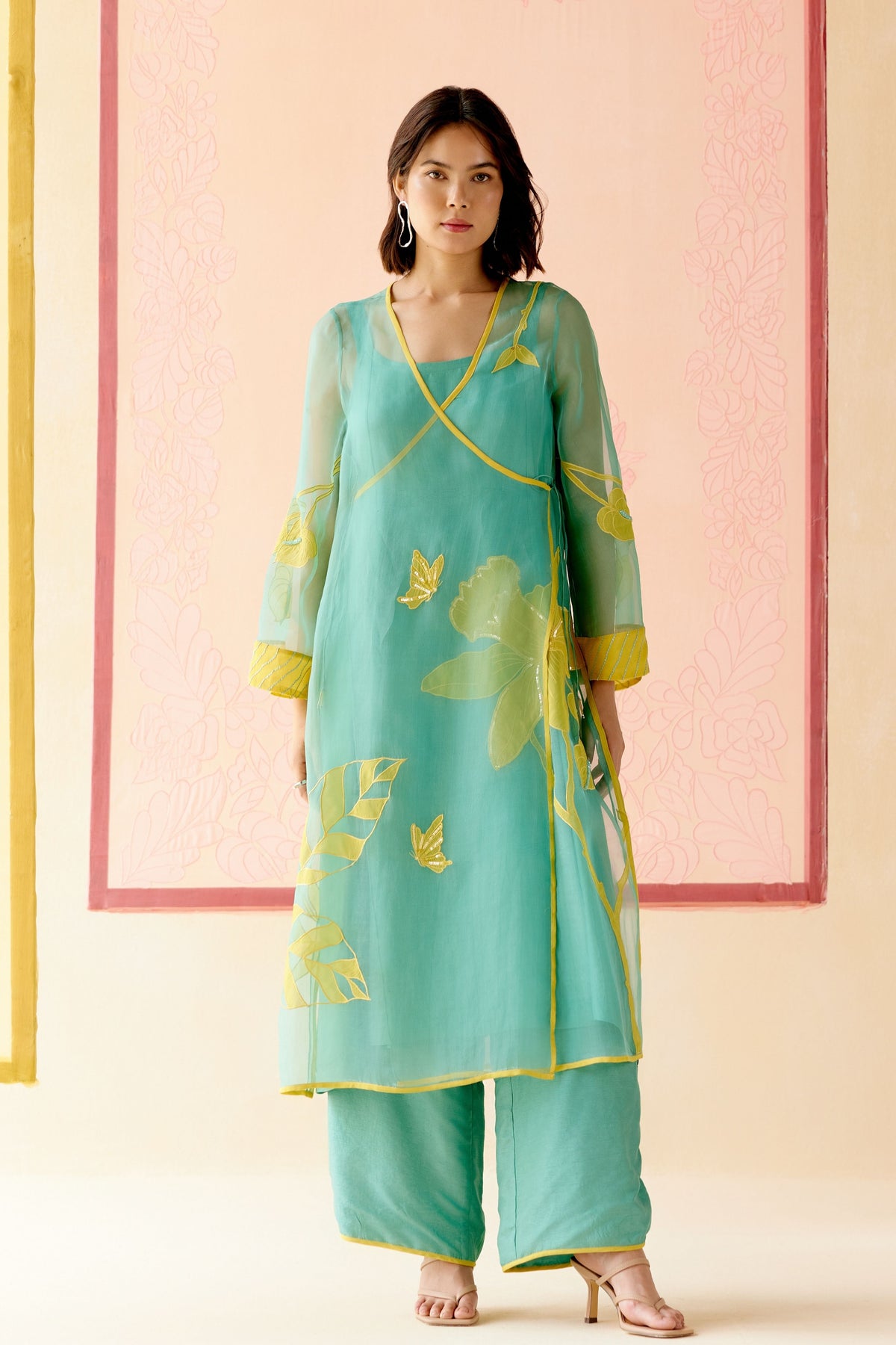 Mustard Floral Kurta Set