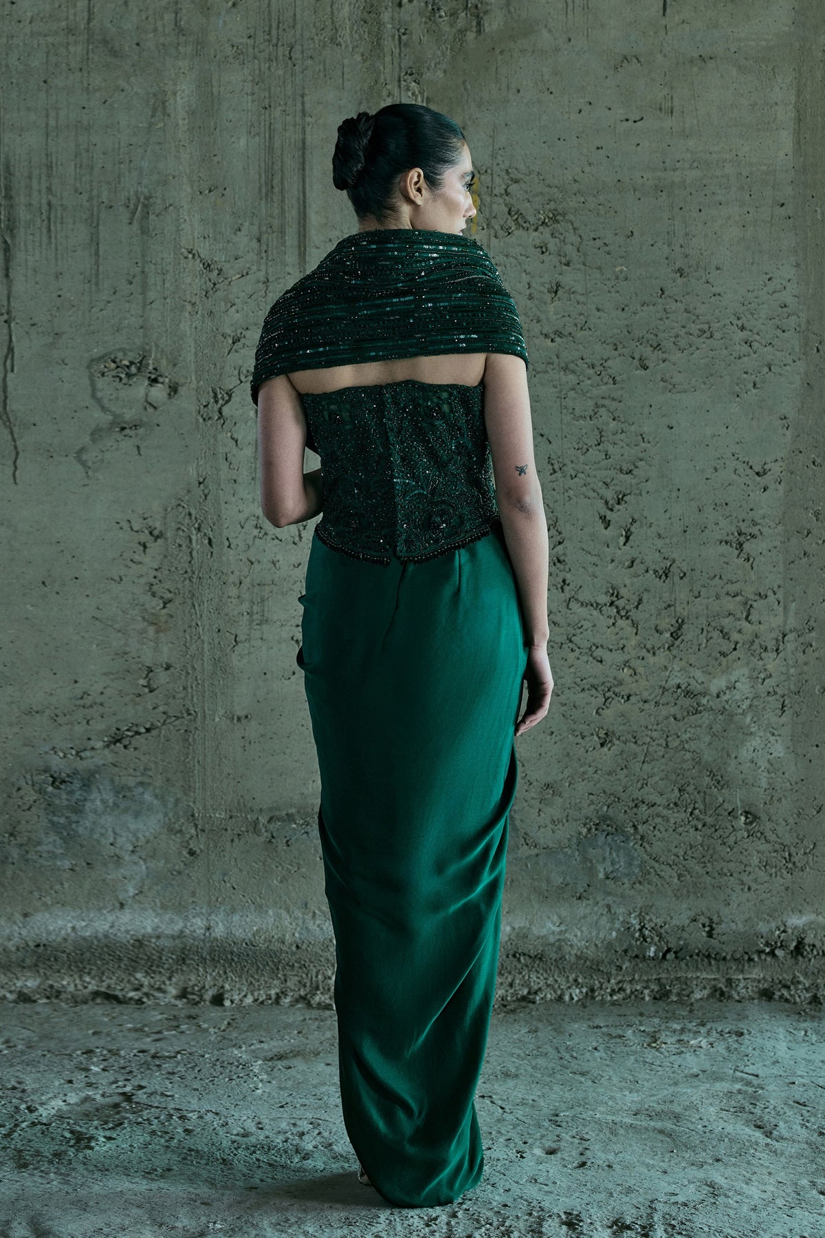 Emerald Structured Corset With Skirt