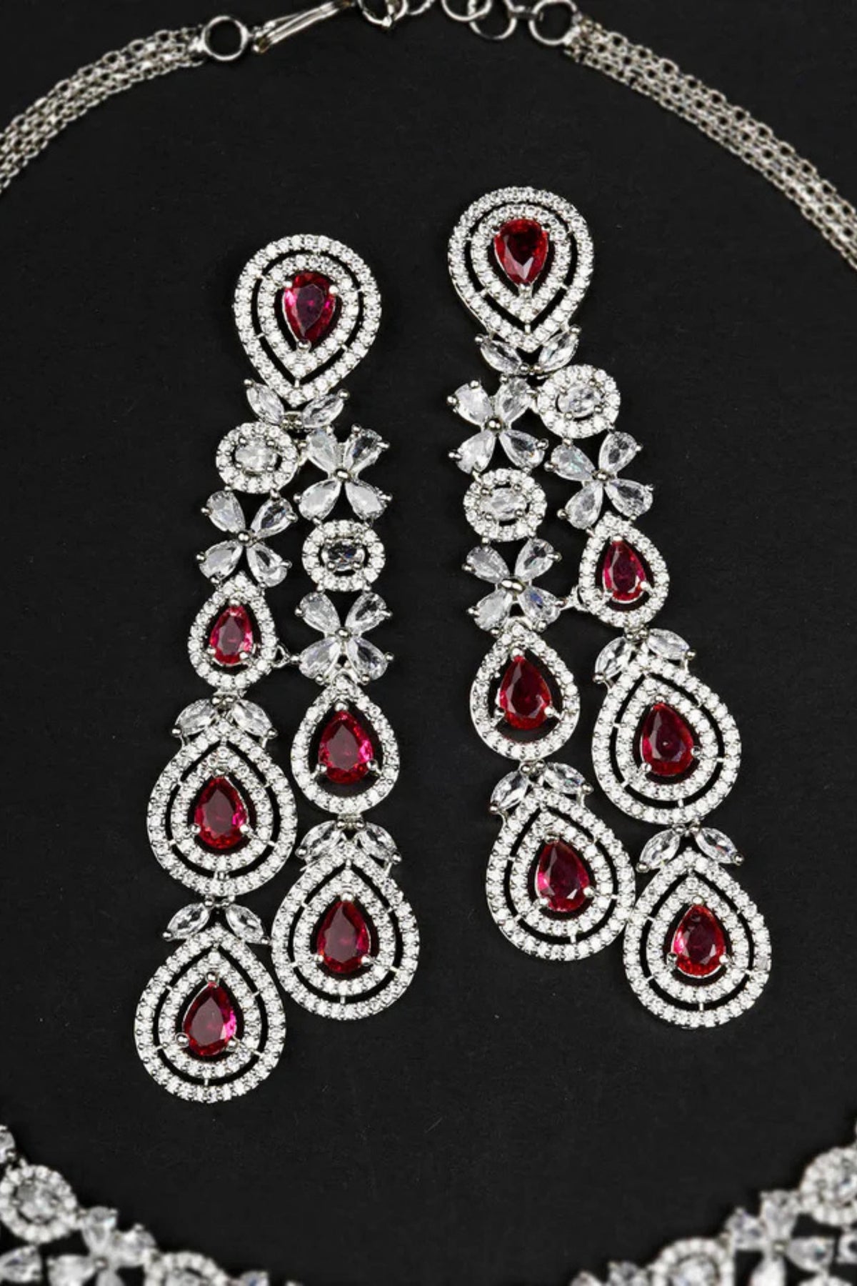 Pink Color Bridal Necklace Set