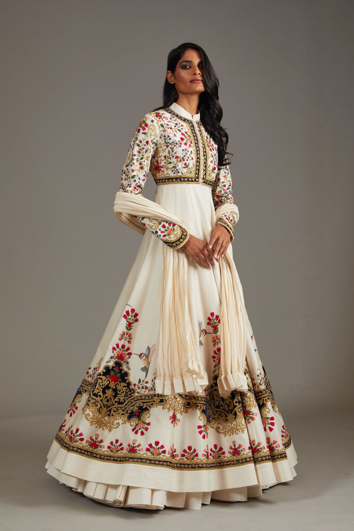 Anarkali Set with Velvet Embroidery