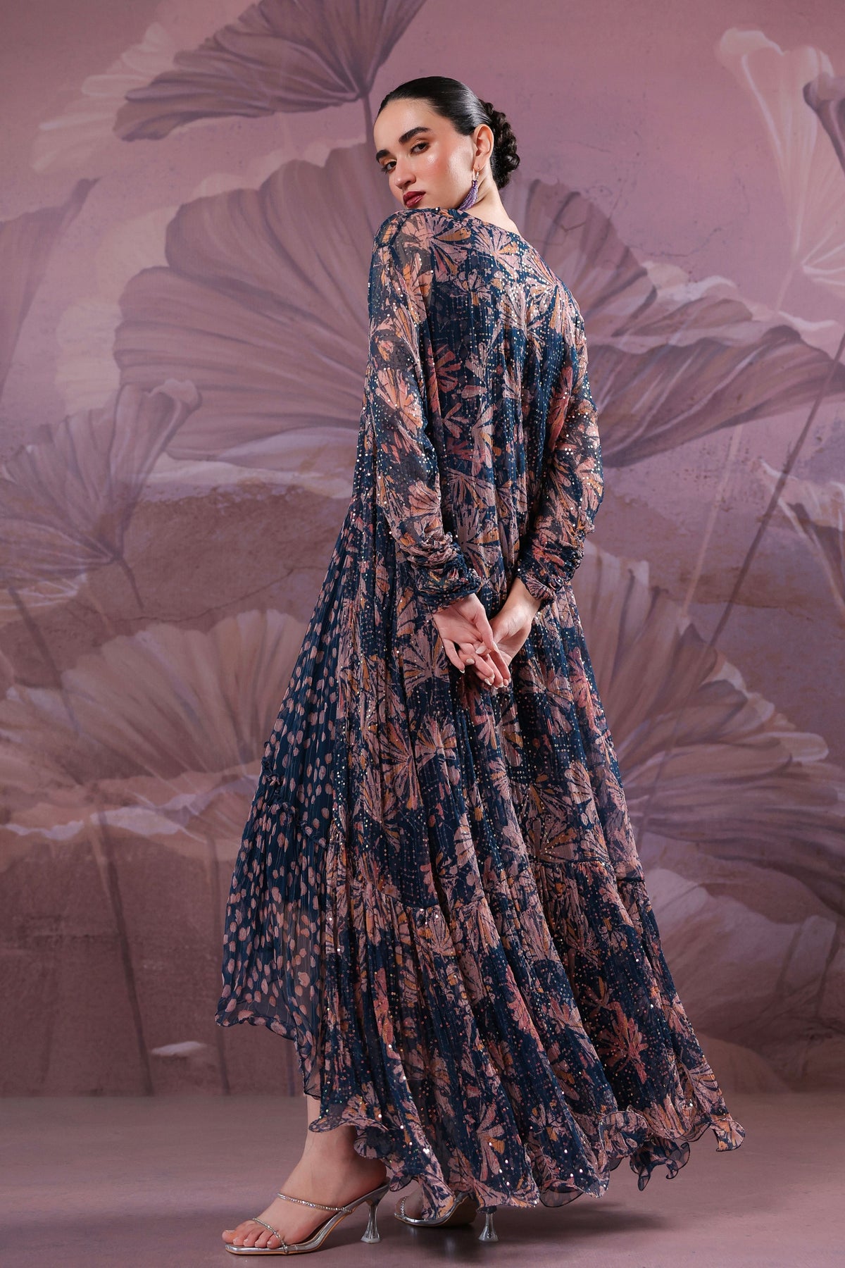 Prussian Blue Jhilmil Cape Set