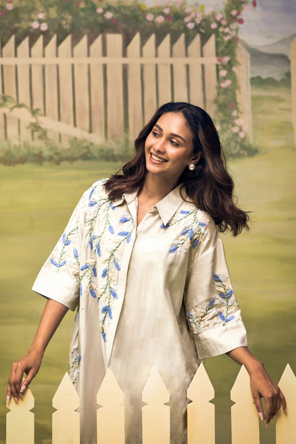 Mist Blue Garden Shirt Dress