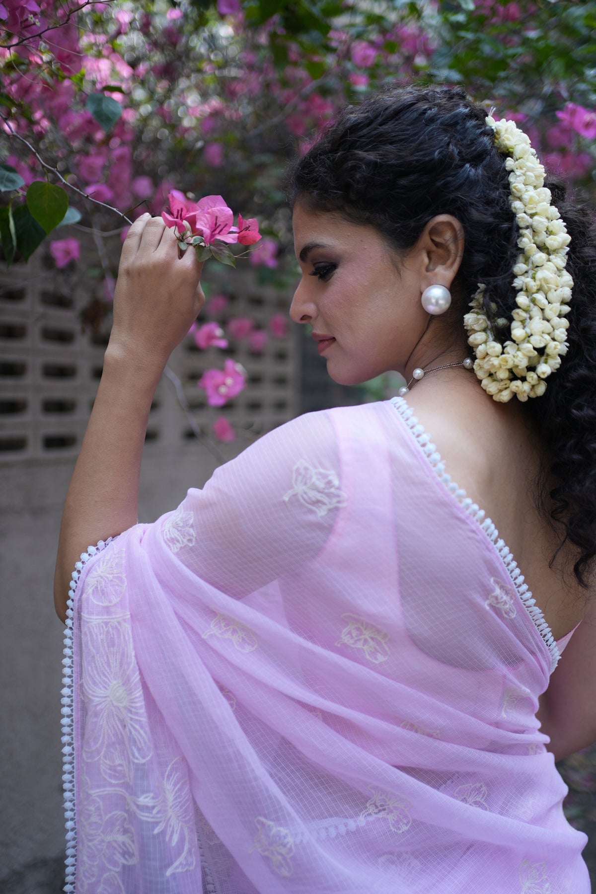 Nalini Ethereal Floral Pink Saree