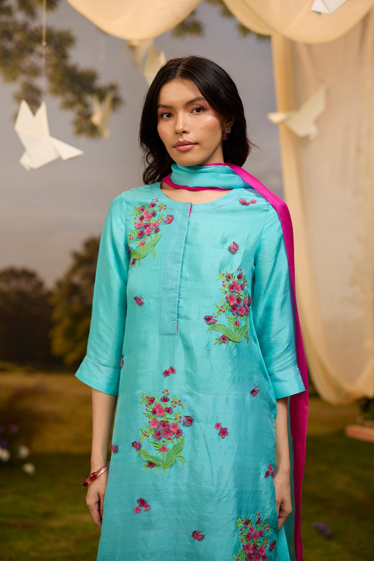 Alive Within Embroidered Blue Kurta Set