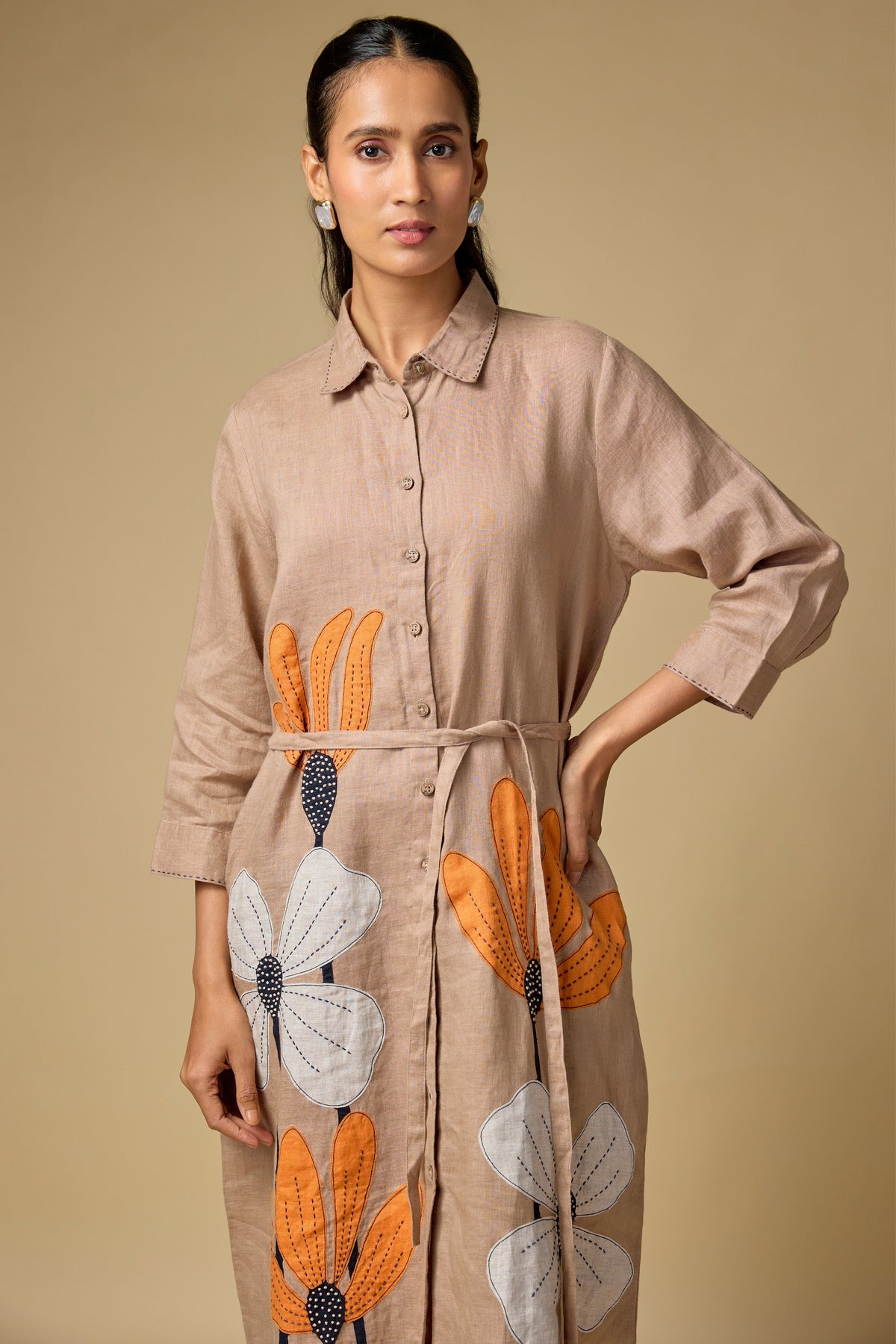 Khaki Linen Dress
