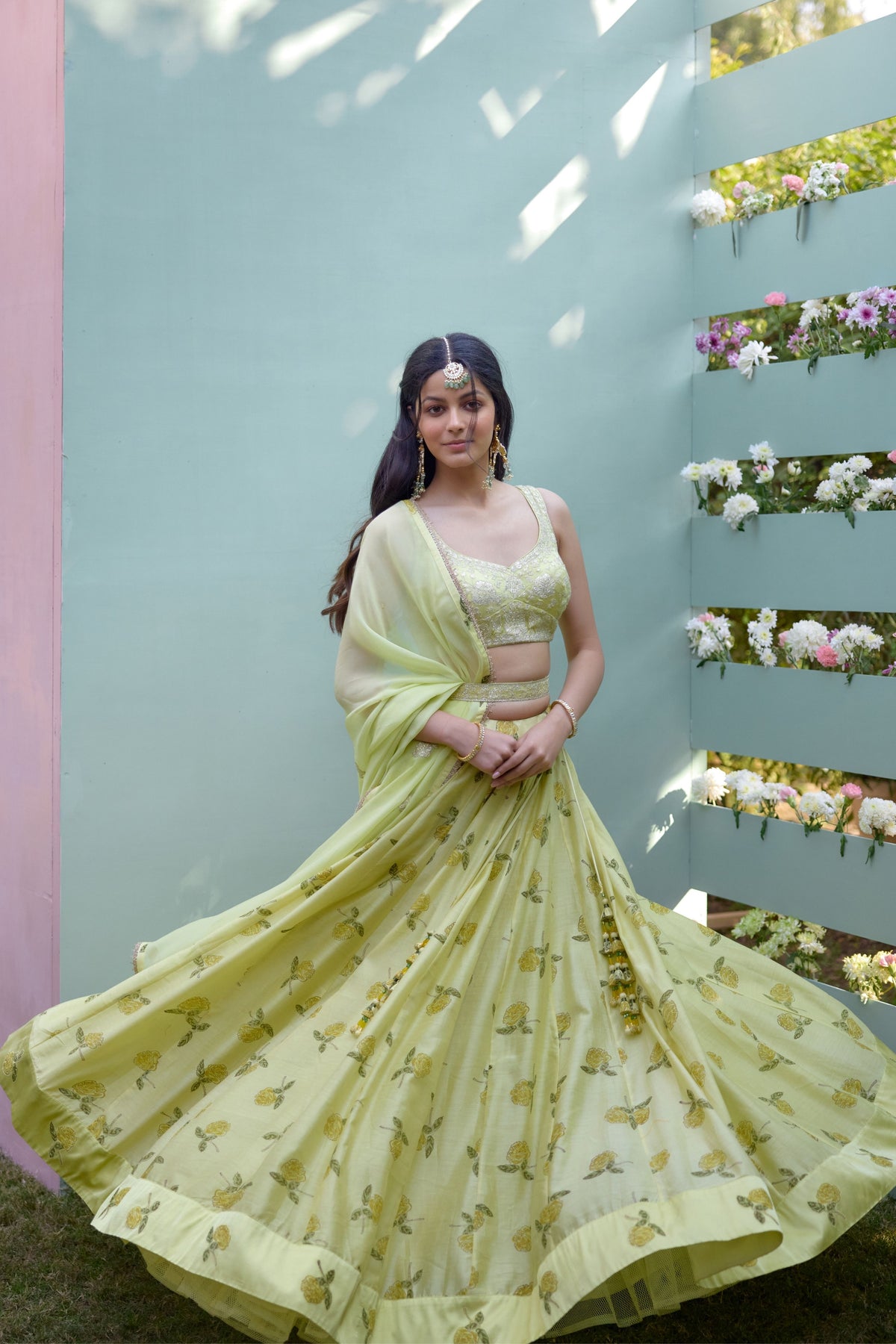 Canary Yellow Embroidered Lehenga Set