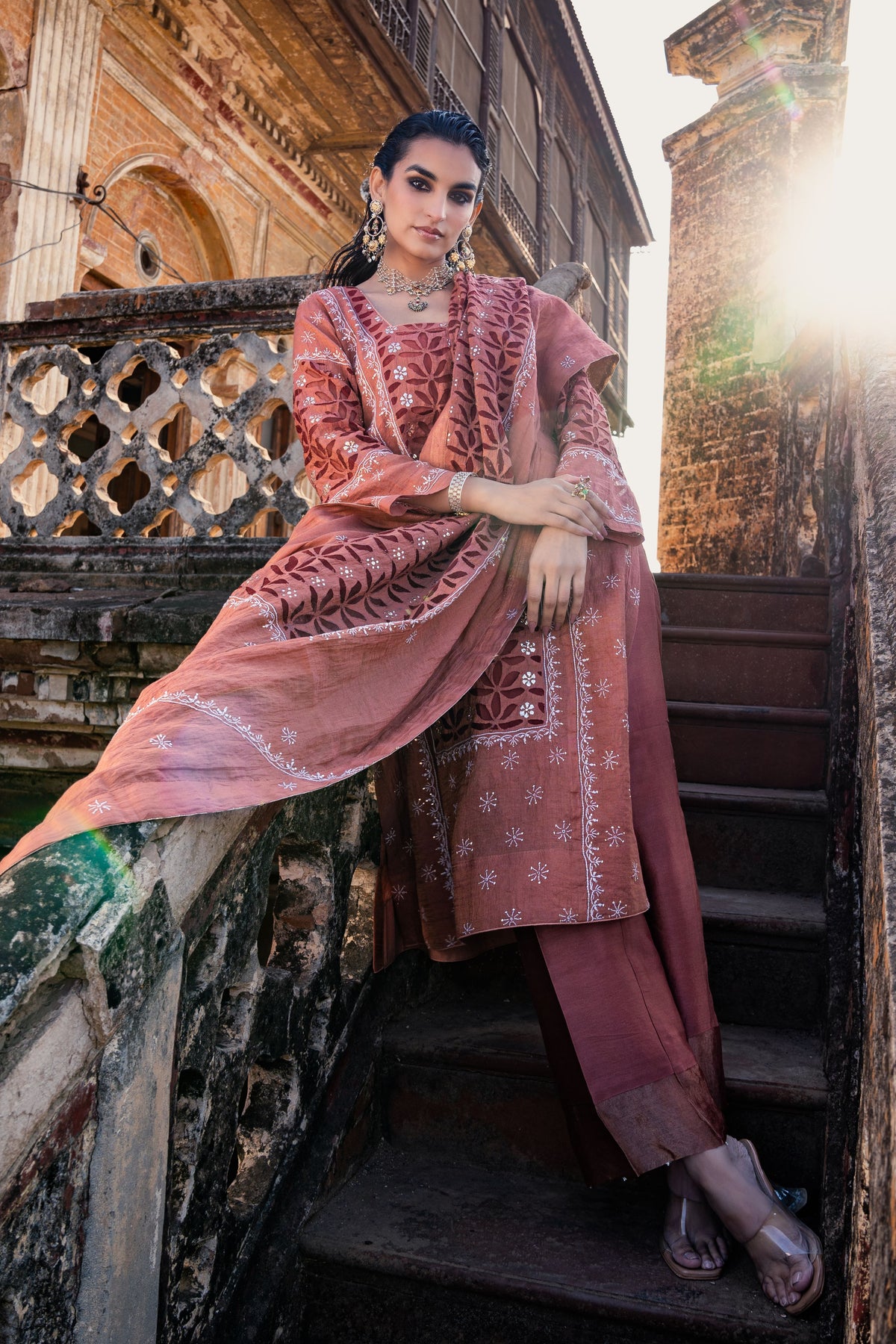 Rustic Red Straight Suit Set
