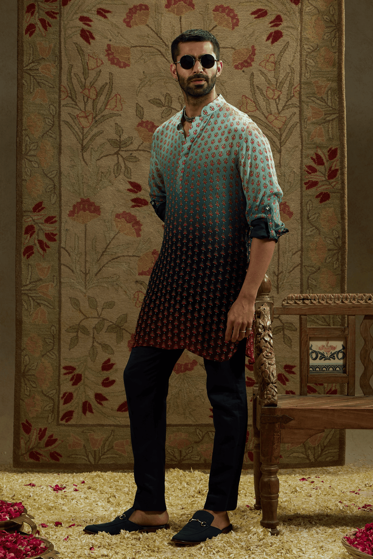 Printed Rolled up Sleeves Kurta