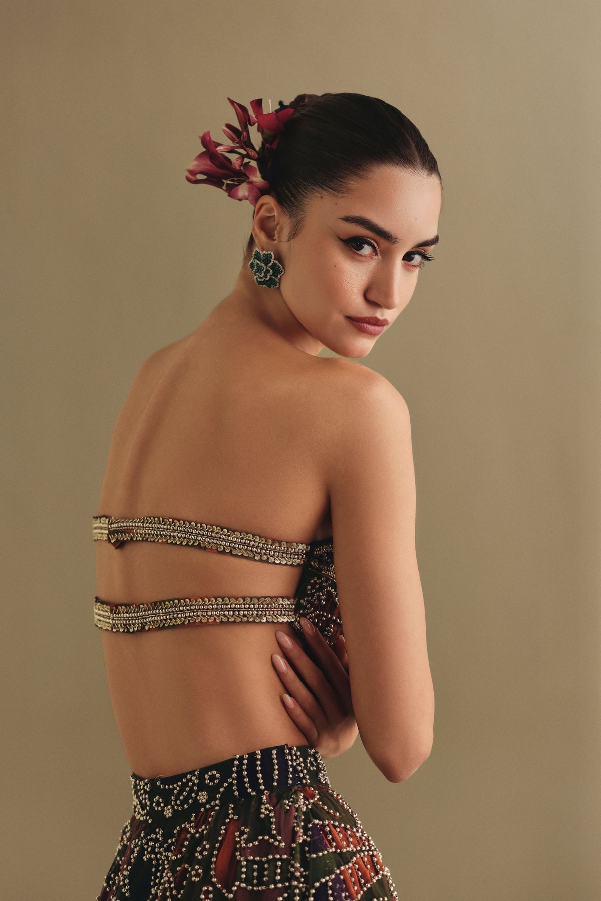 Olive Green Skirt Set