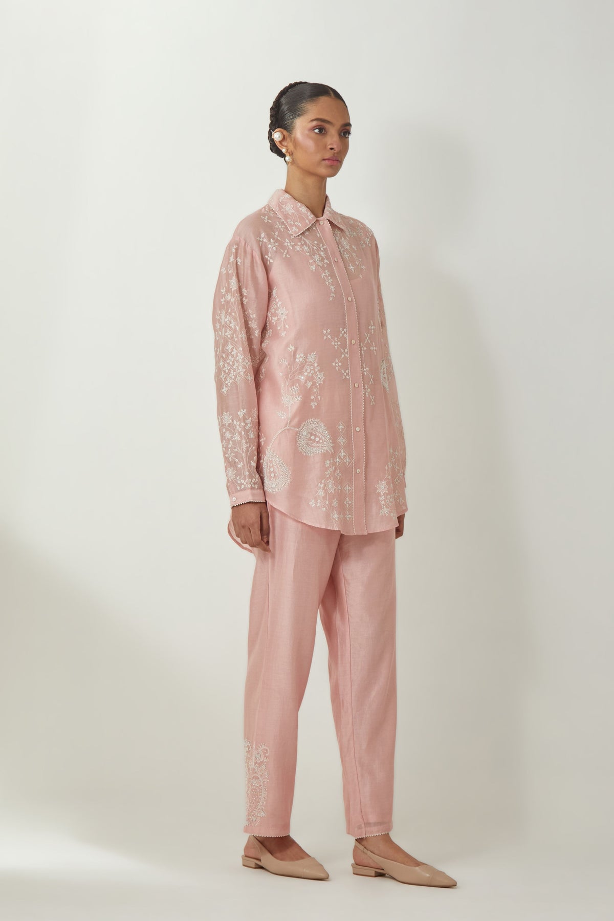 Pink Silk Chanderi Shirt