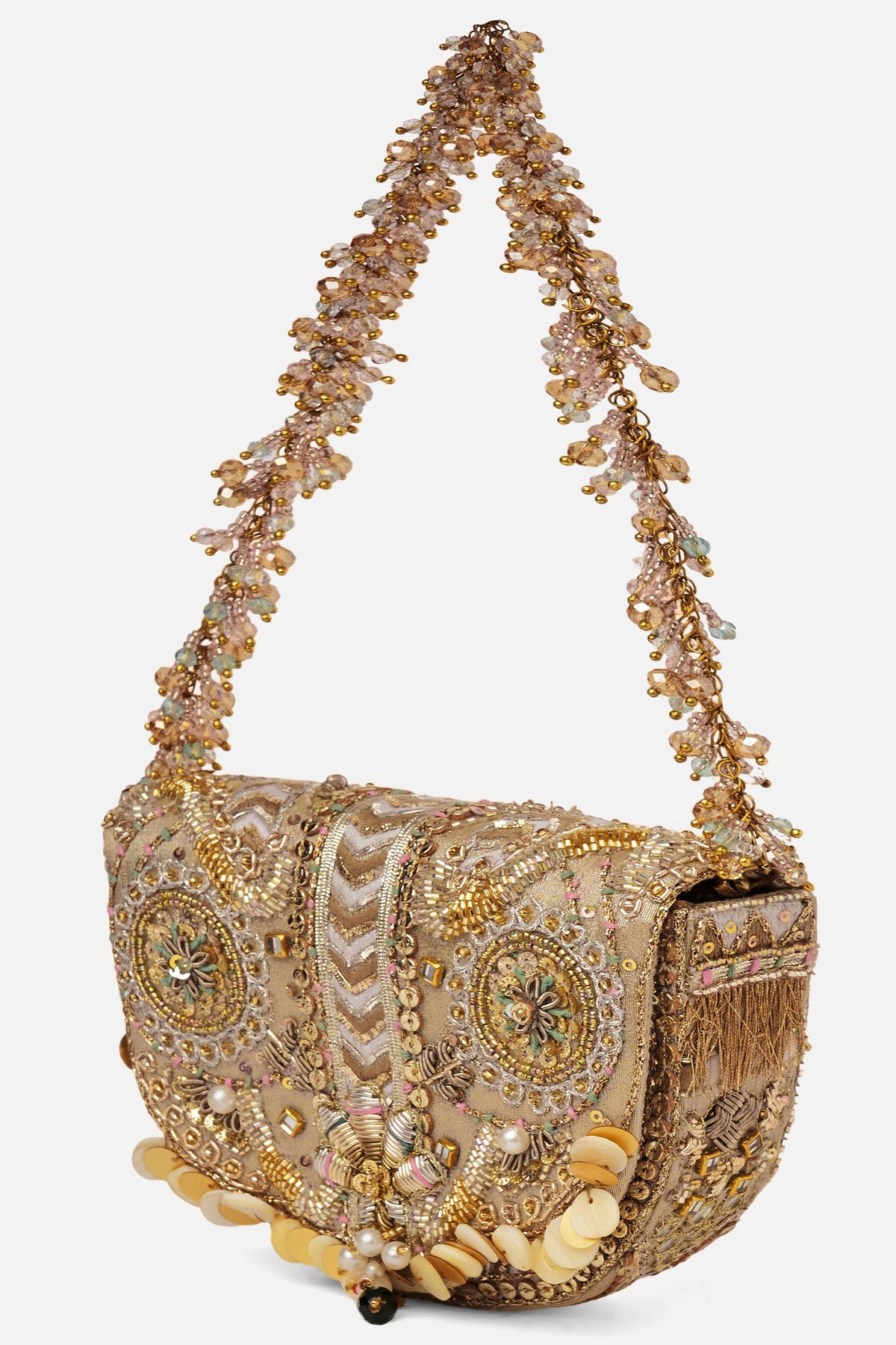 Rangrez Mini Flapover Clutch – Gold Silver