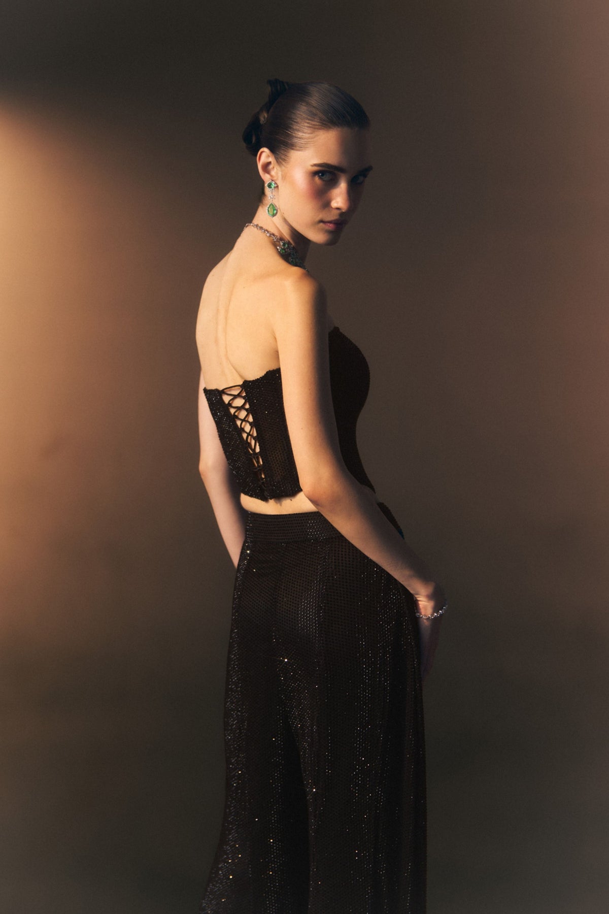 Onyx Sharara Pants with Corset Top
