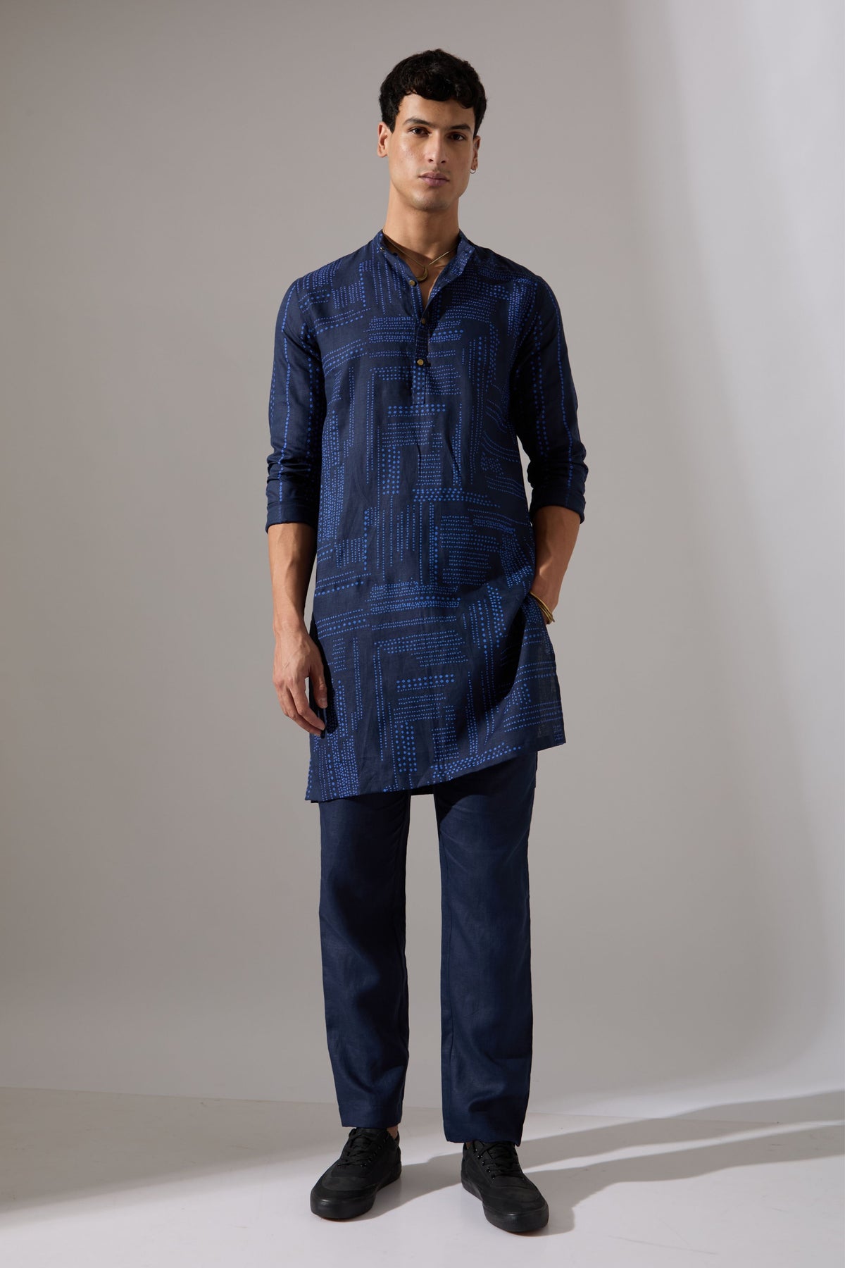 Lucas Shibori And Dots Kurta Set