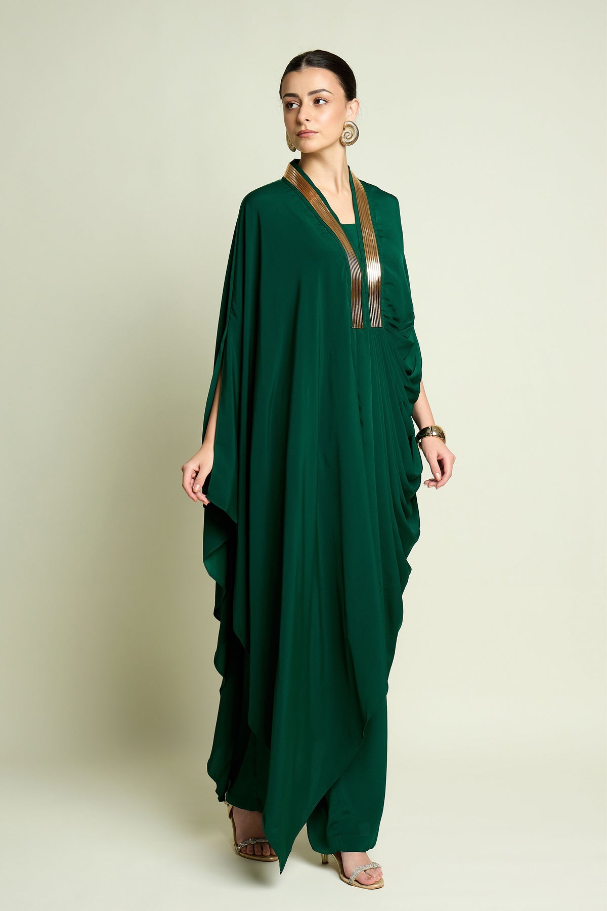 Metallic Draped Tunic Set