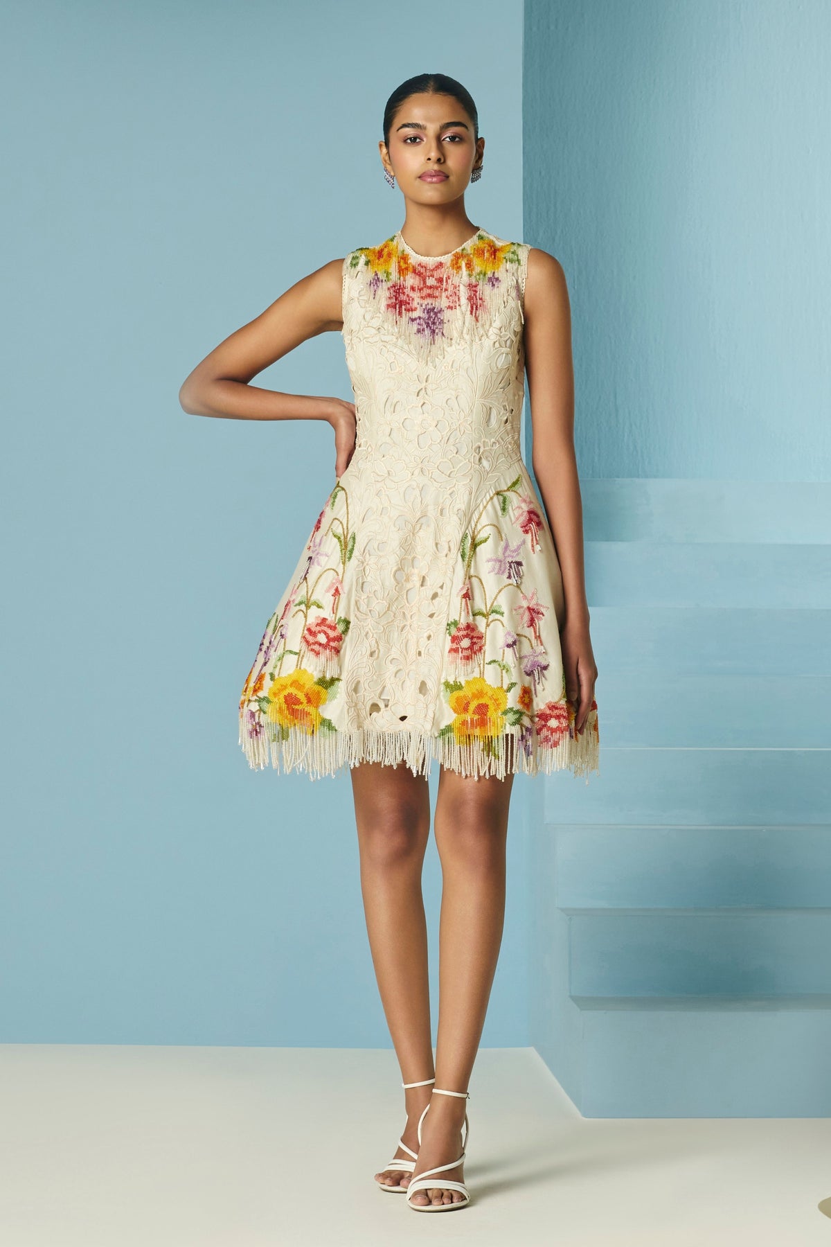 Ivory Cutwork Panelled Dress