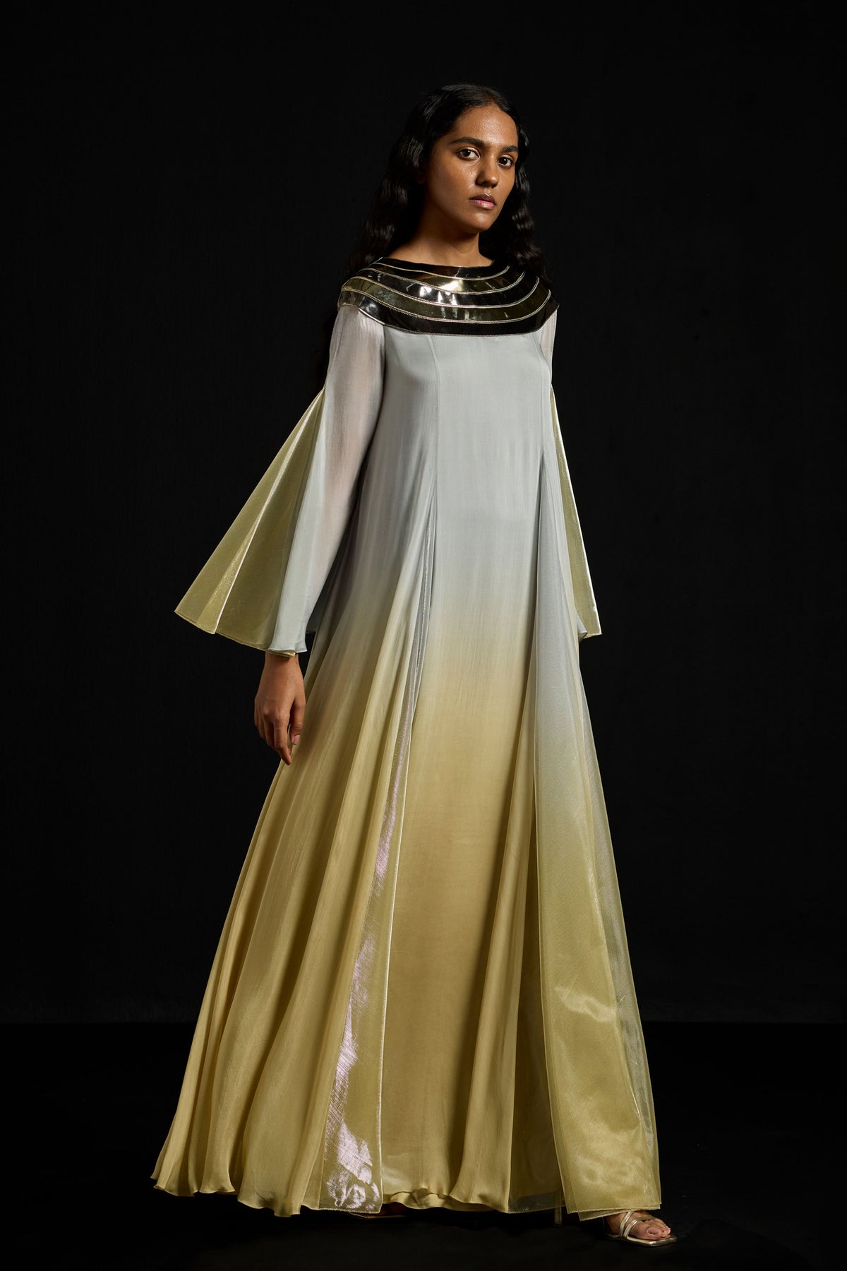 Concentric Metallic Chiffon Dress