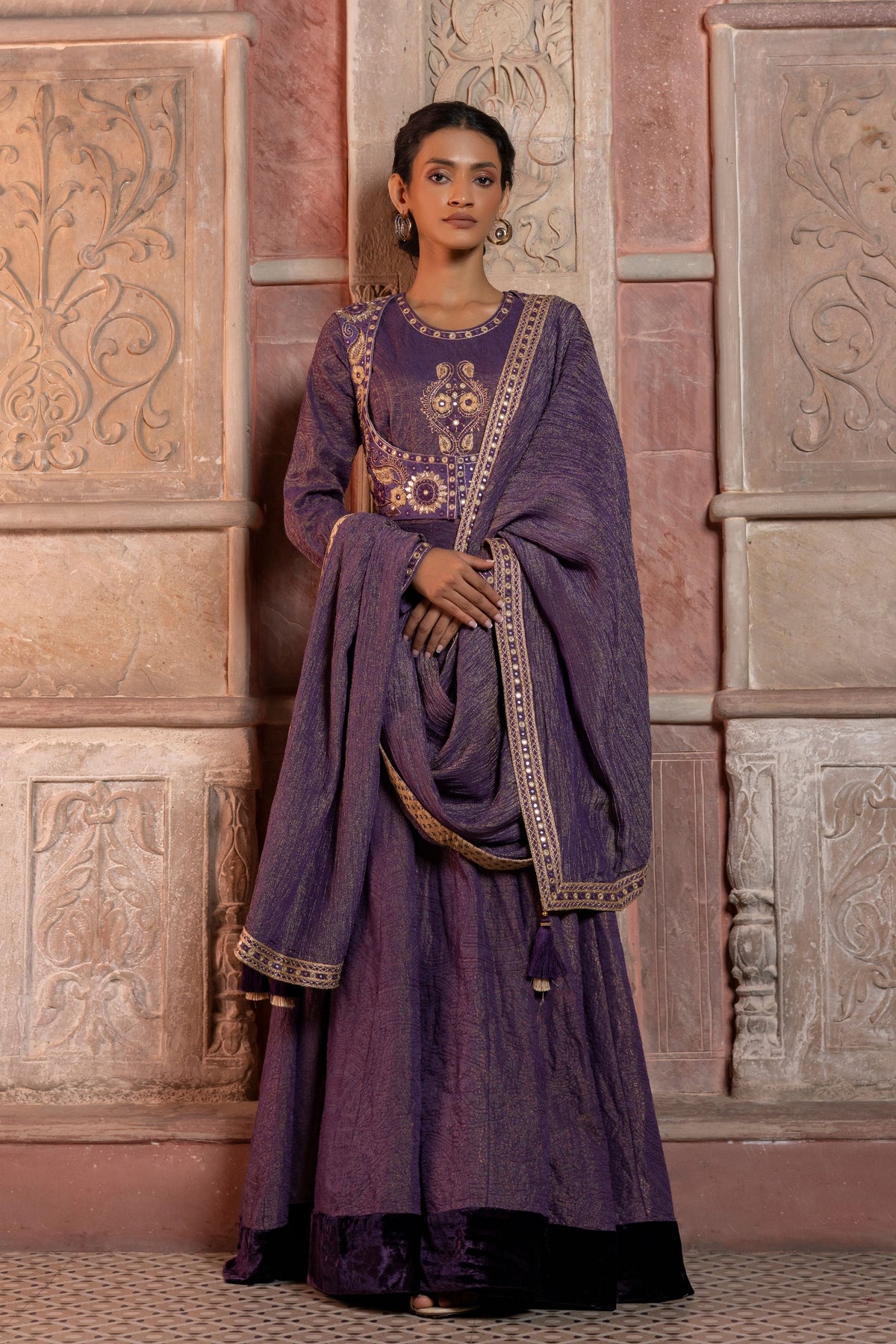 Purple Anarkali Set