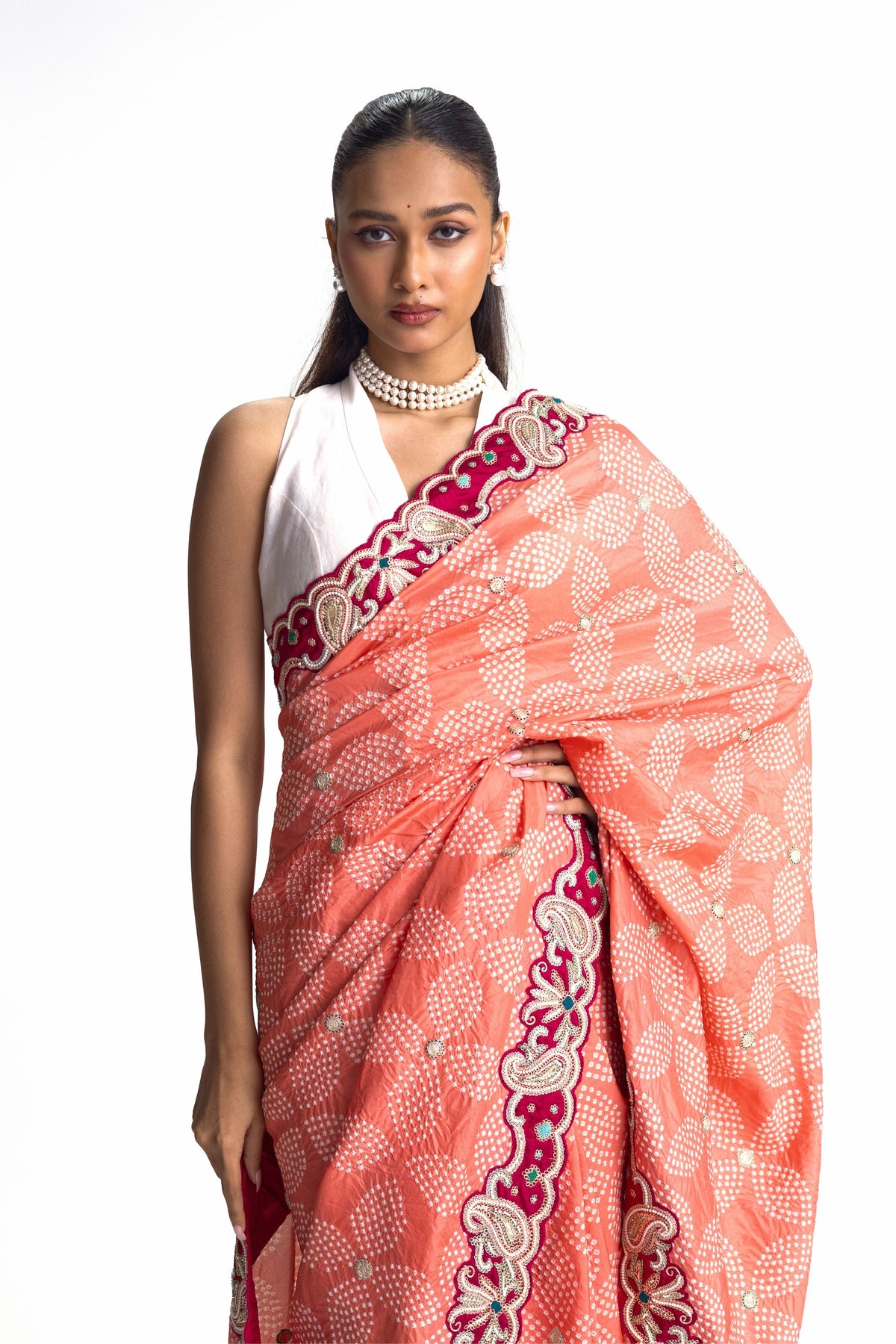 Peach Pearl Saree