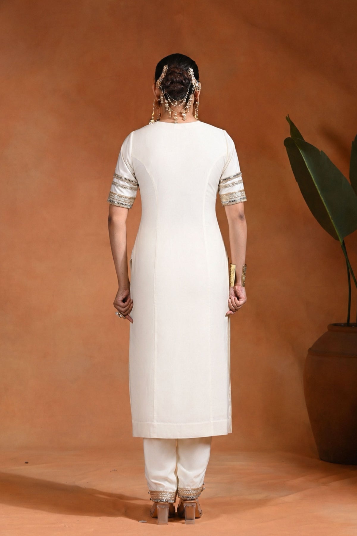 Acrine Tunic Ivory Gold Set