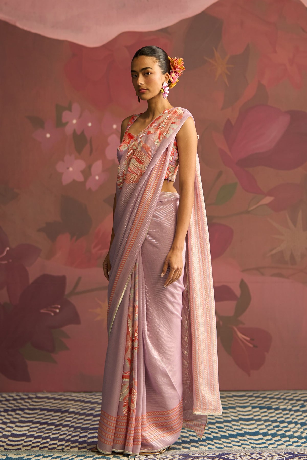 Lavender Blush Veil Saree Set