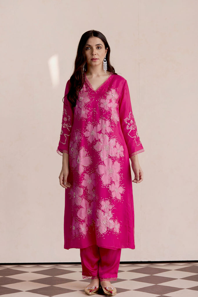 One Not Two - Hot Pink Kurta Set - Elahe