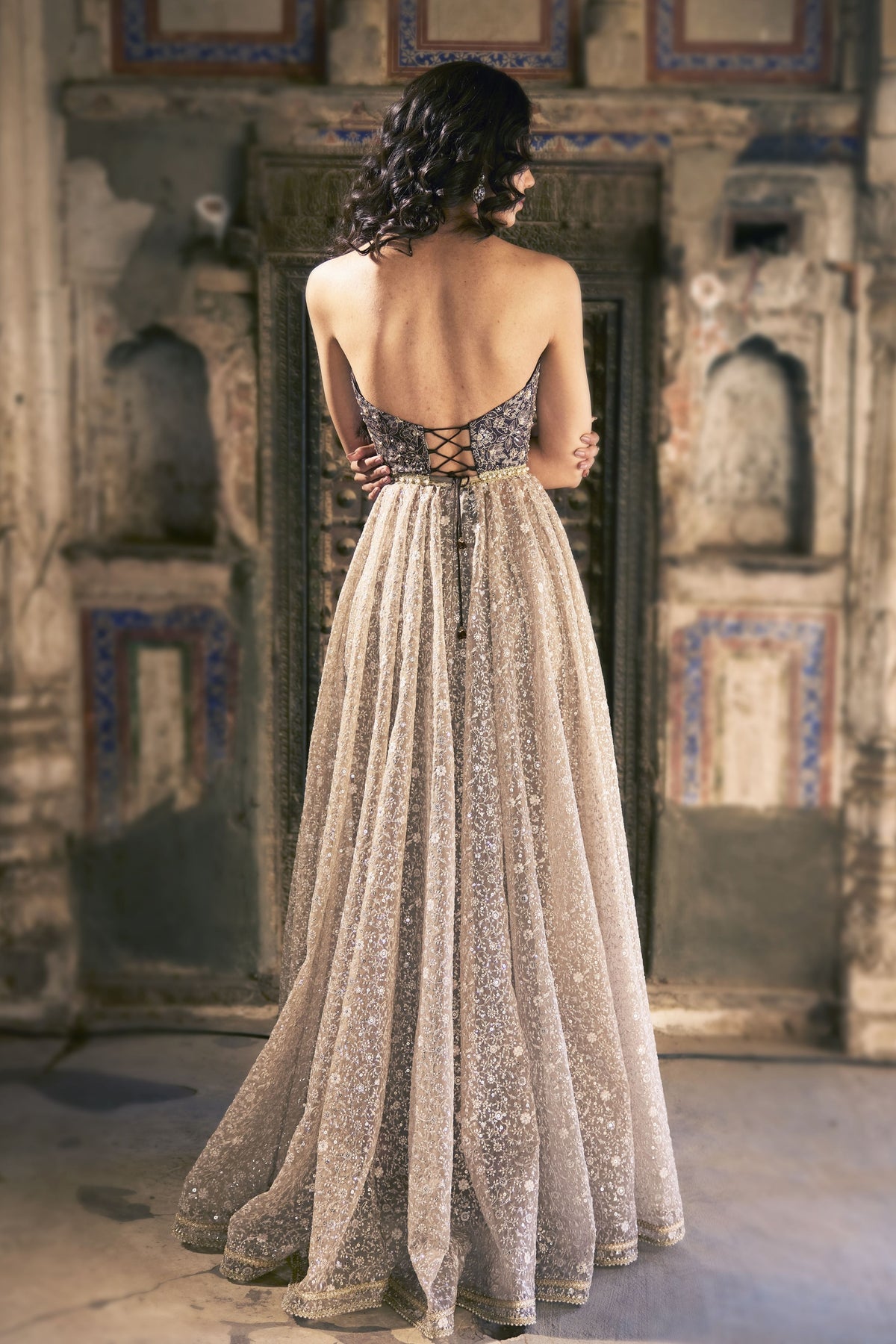Nisa Taupe Gown Set