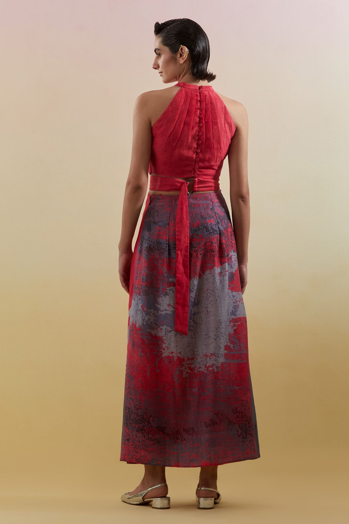Gliss Pink & Grey Halter Dress