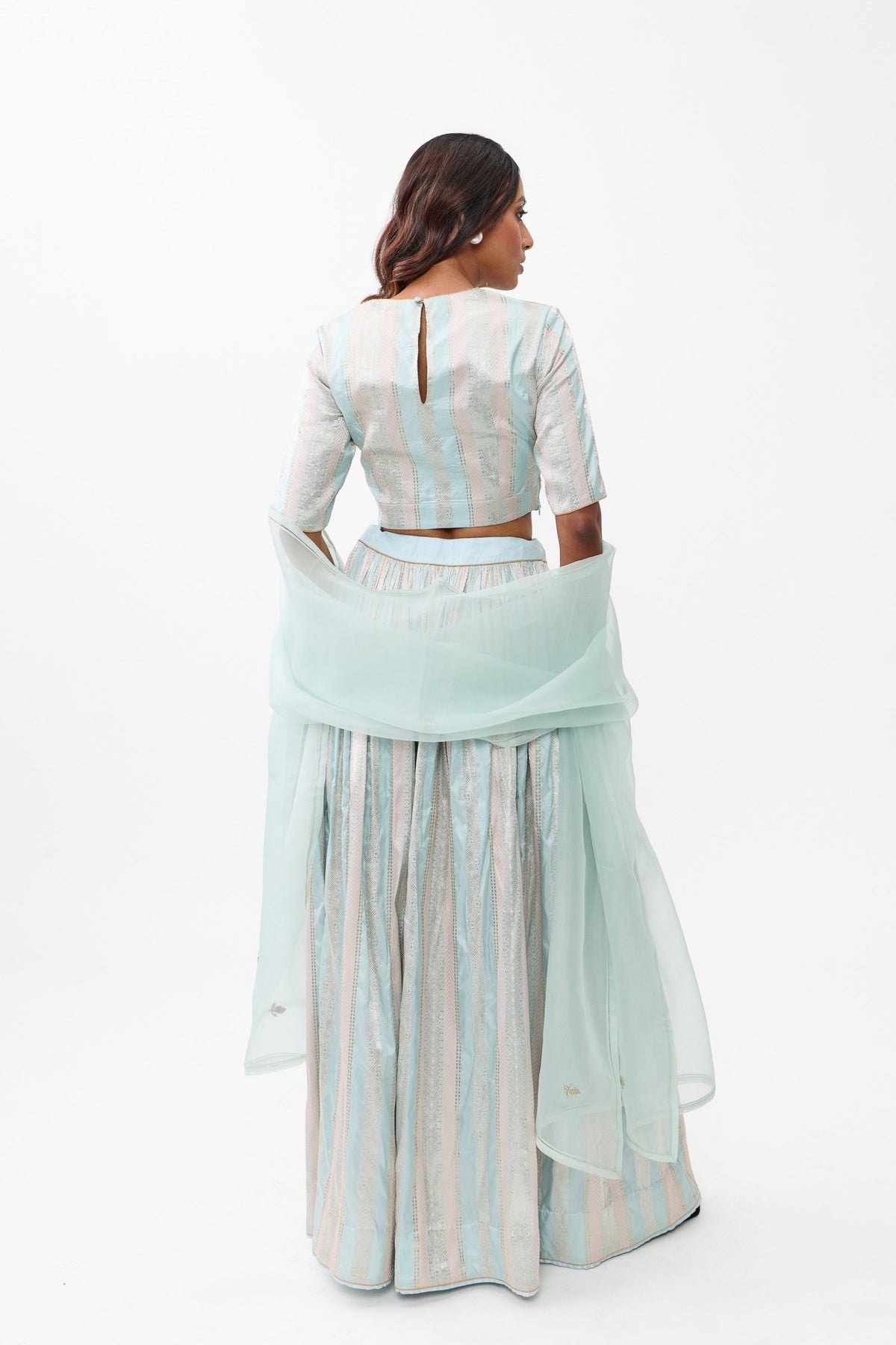 Sky Blue Dhari Lehenga Set
