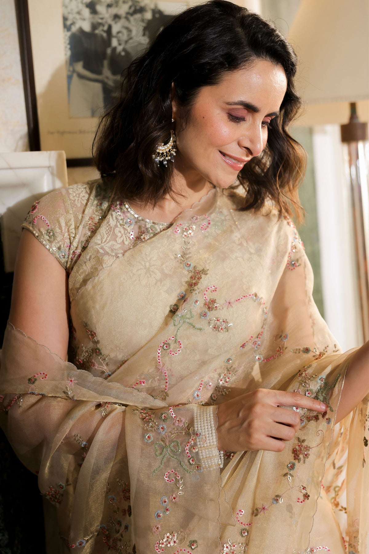 Golden Tissue Saree Set