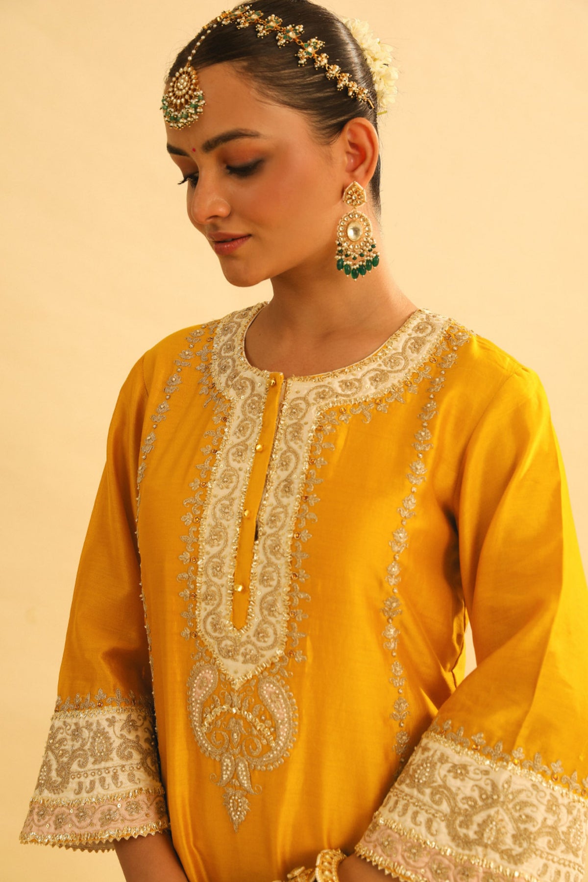 Asmira Mustard Long Kurta With Palazzo Set