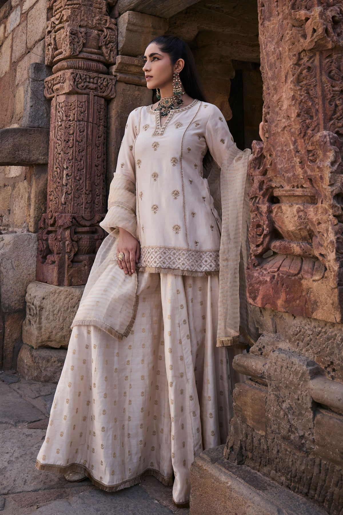 Shirina Ivory Sharara Set