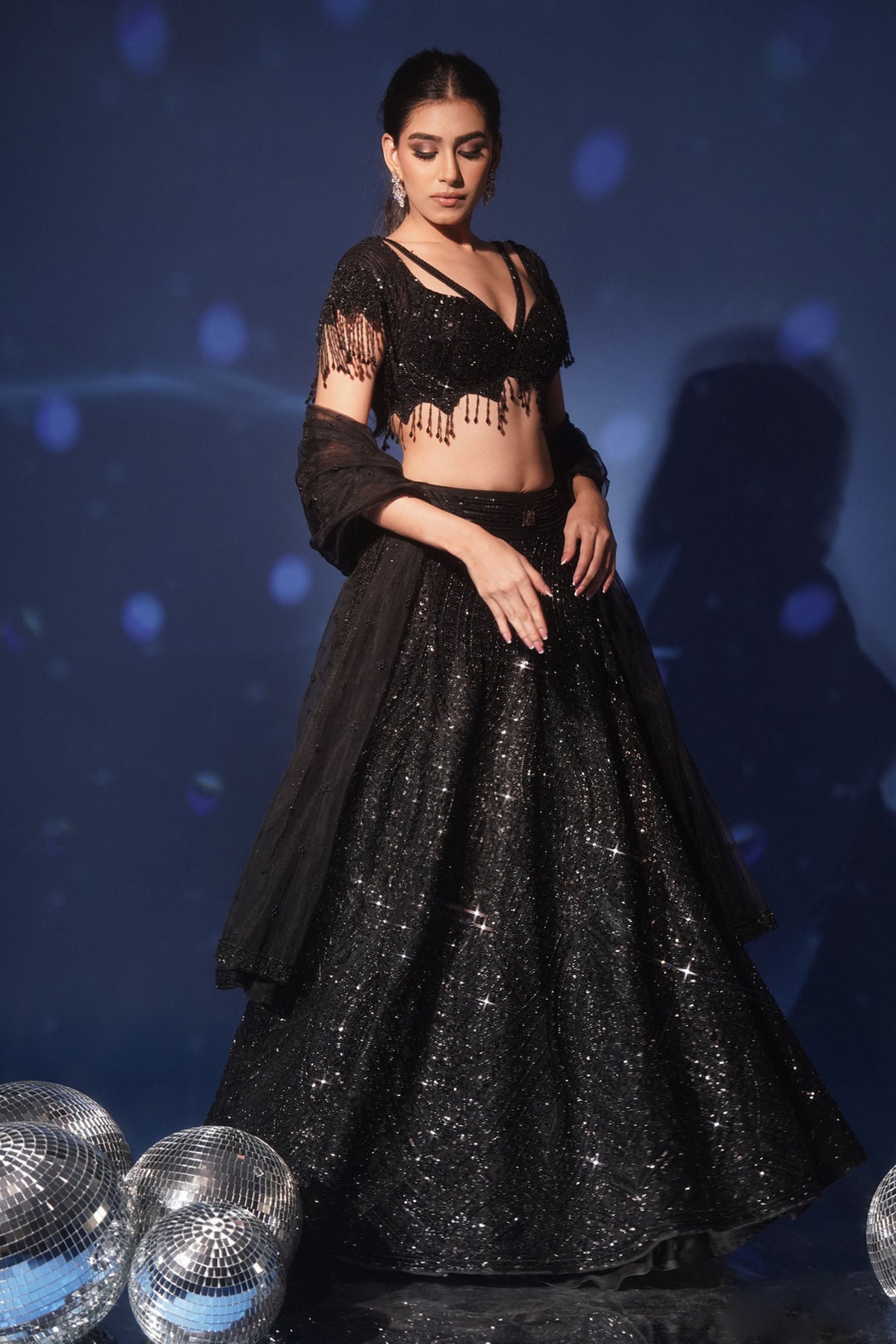 Shimmering Black Lehenga Set