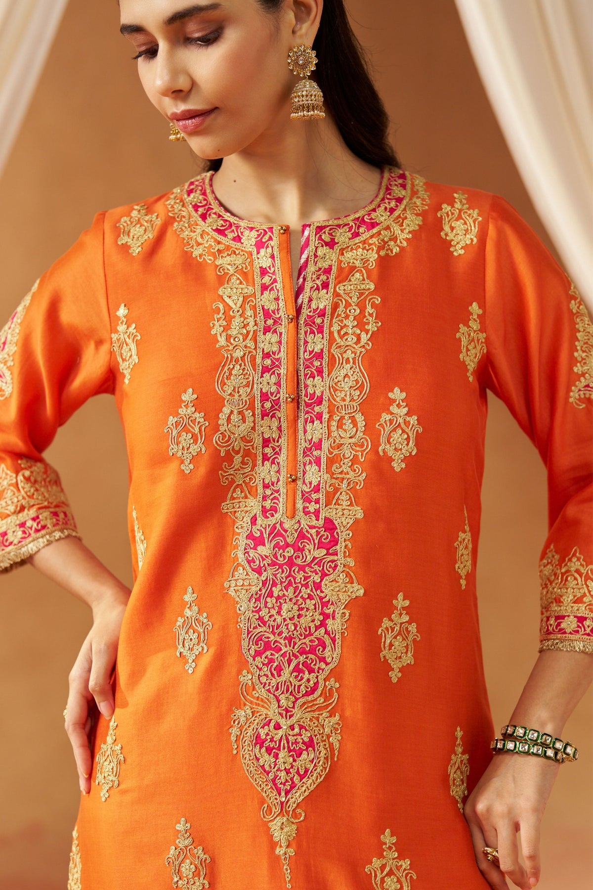 Mubina Burnt Orange Kurta Set