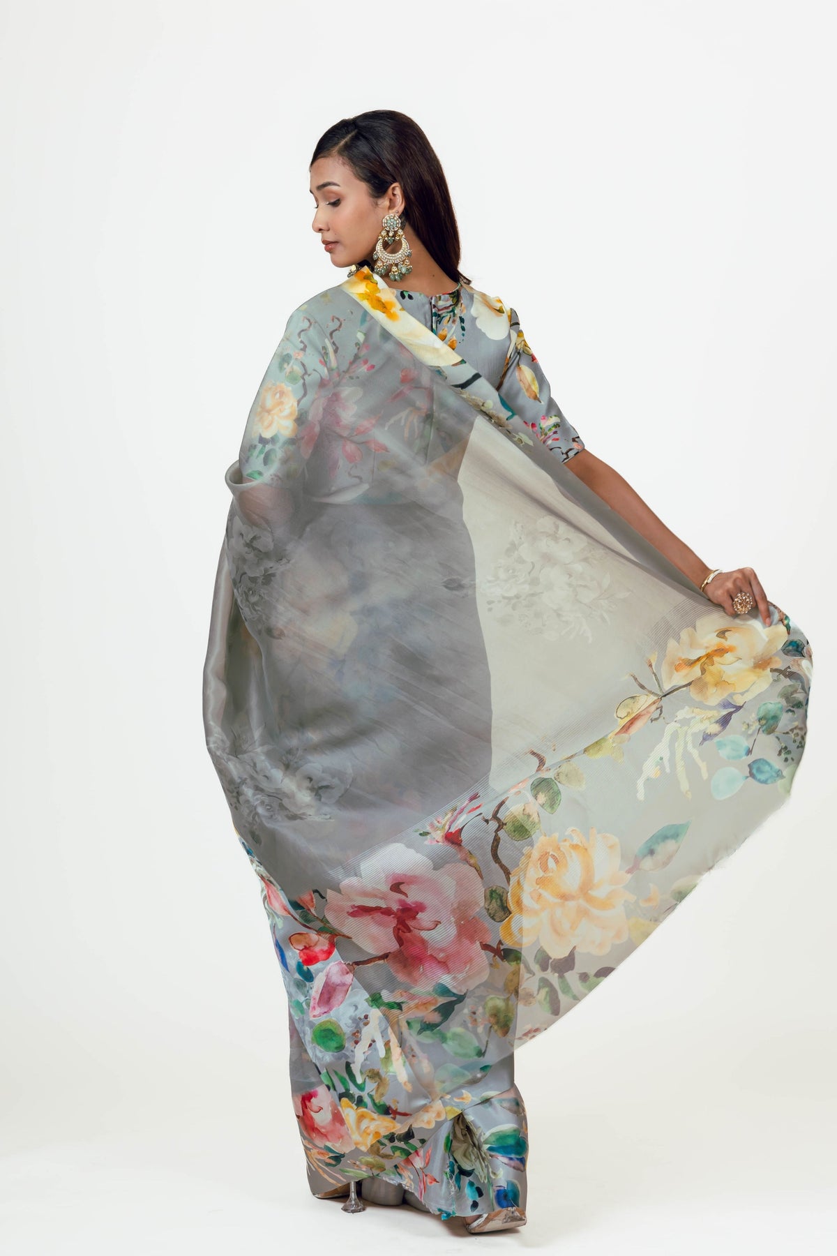 Julie French Grey Organza Saree